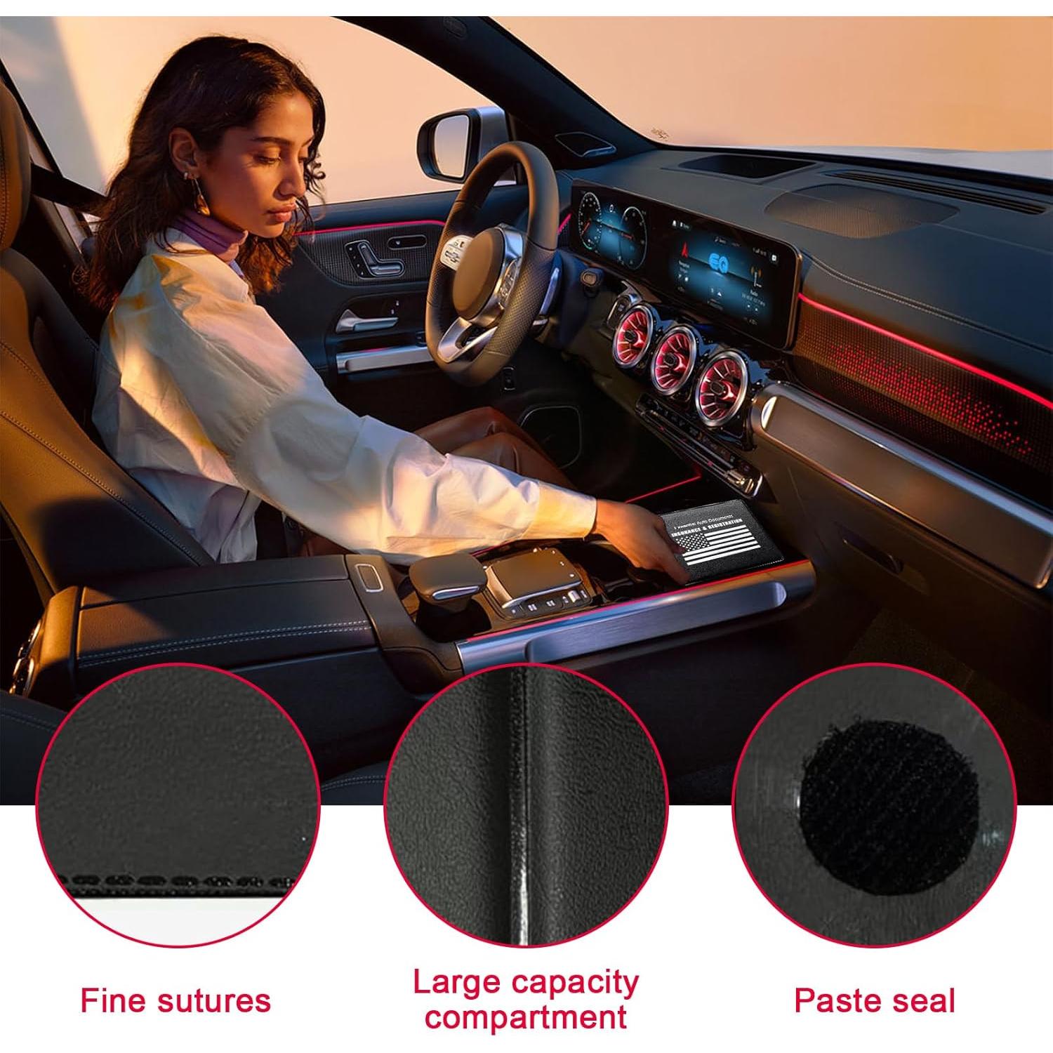 Soporte de Registro de Auto Kewucn 4 PCS Cuero Impermeable