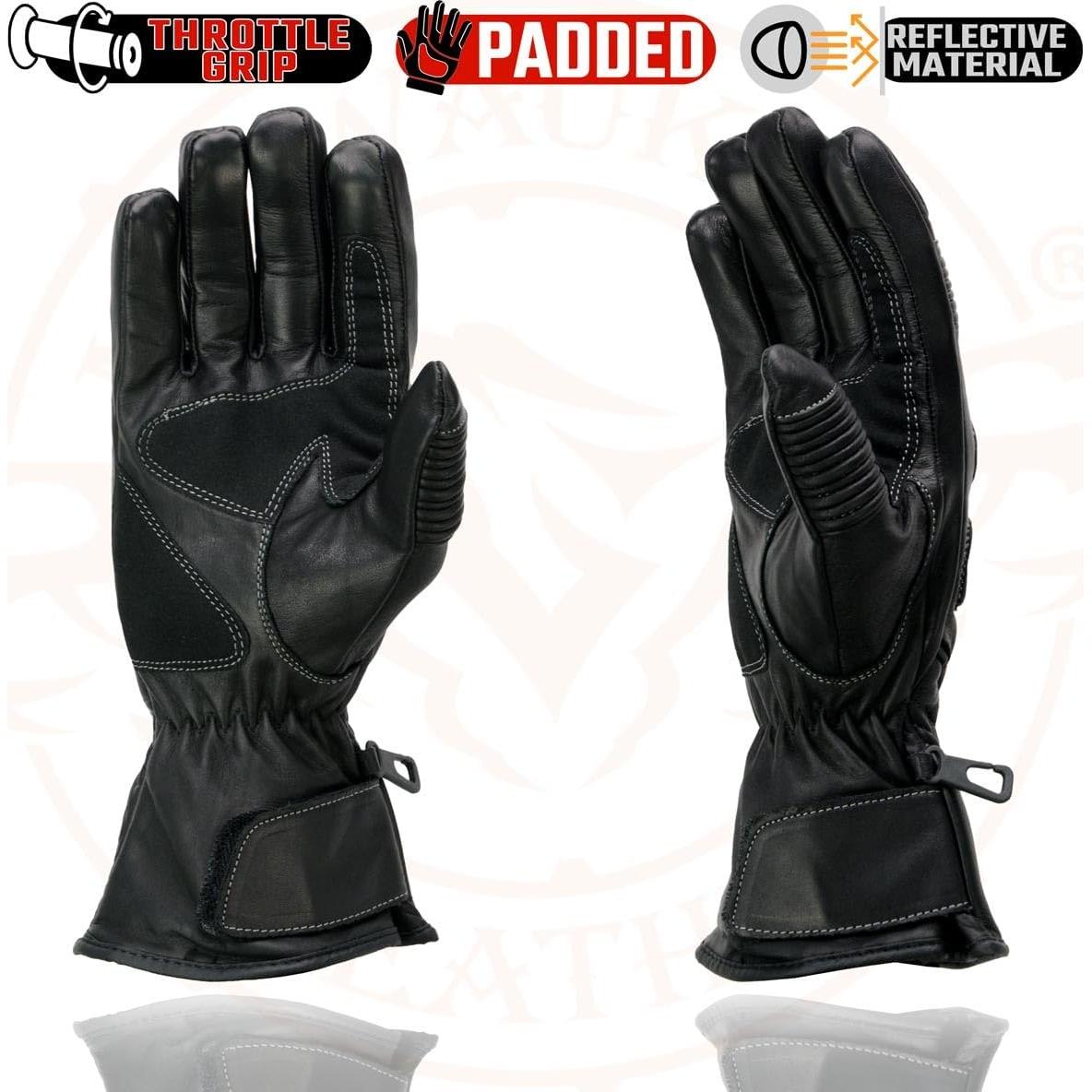 Guantes de Moto Milwaukee SH607 de Cuero Negro para Hombre