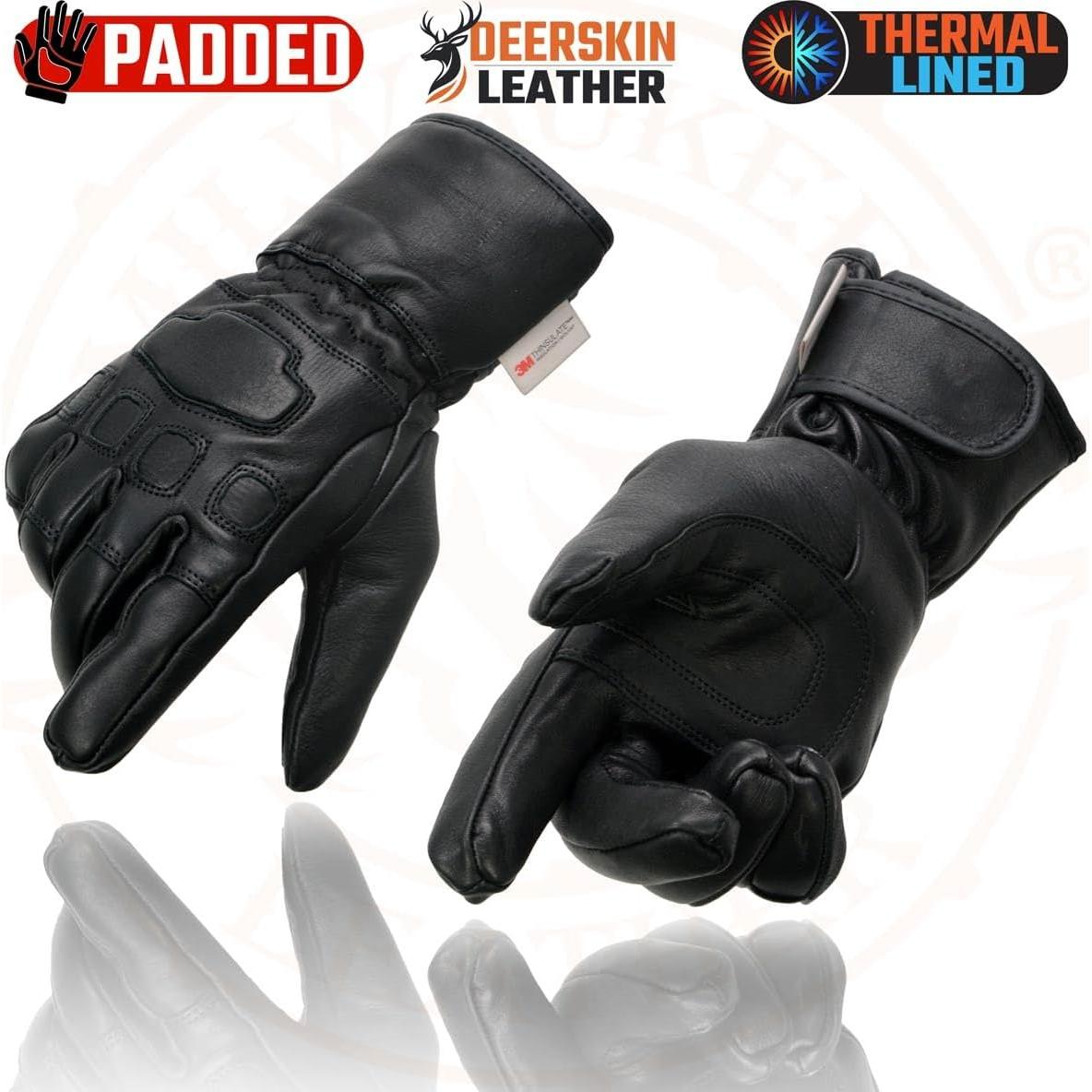 Guantes de motocicleta Milwaukee Leather MG7534 de piel negra XL