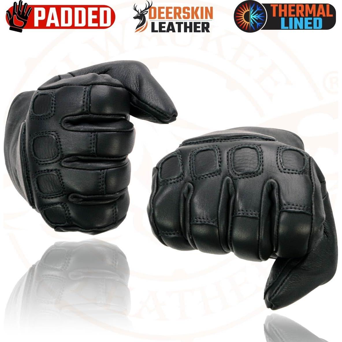 Guantes de motocicleta Milwaukee Leather MG7534 de piel negra XL