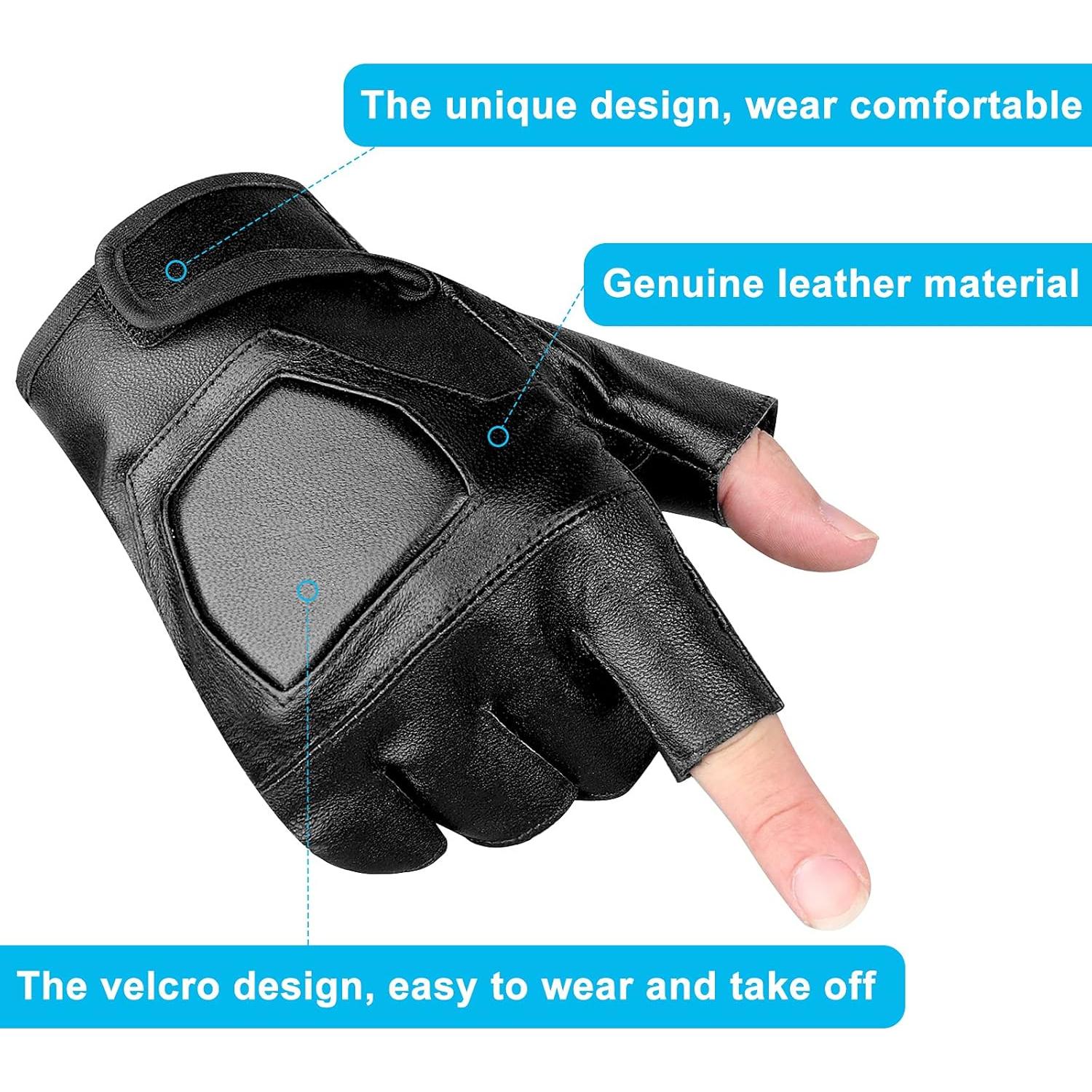 Guantes sin Dedos de Cuero Genuino Accmor para Ciclismo
