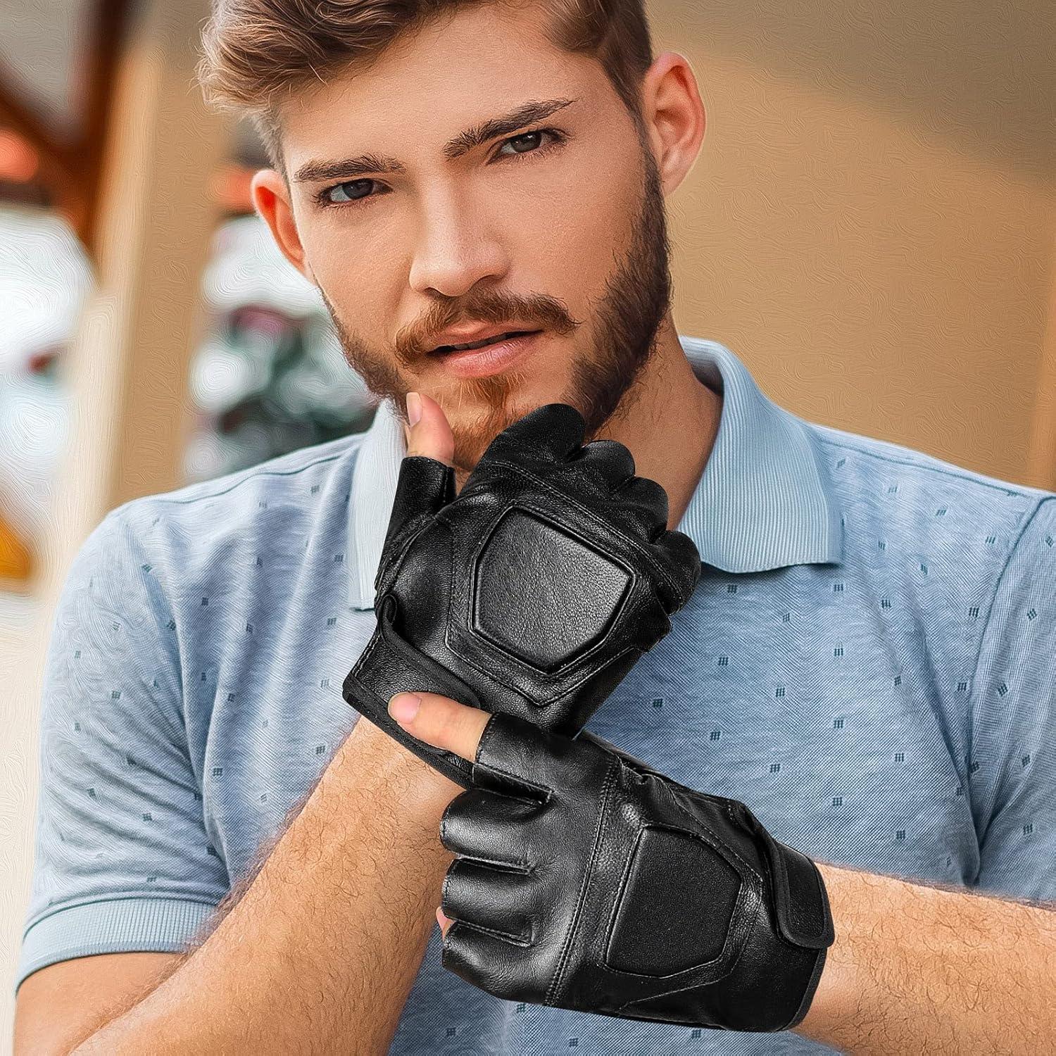 Guantes sin Dedos de Cuero Genuino Accmor para Ciclismo