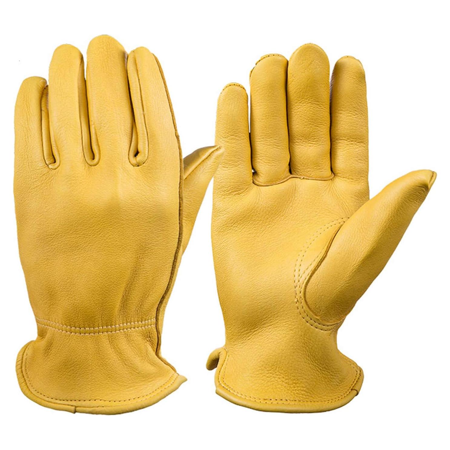 Guantes de motocicleta OZERO de cuero de ciervo - Mediano, Oro