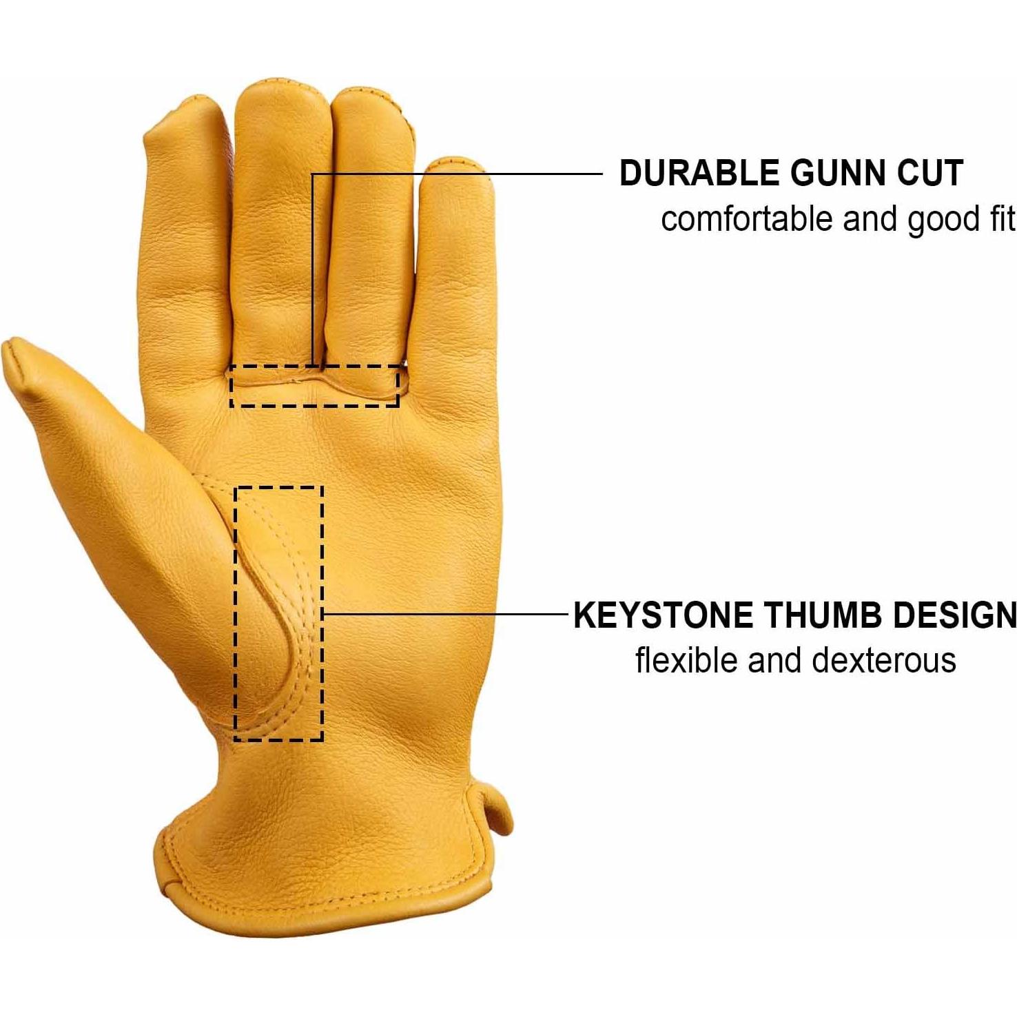 Guantes de motocicleta OZERO de cuero de ciervo - Mediano, Oro