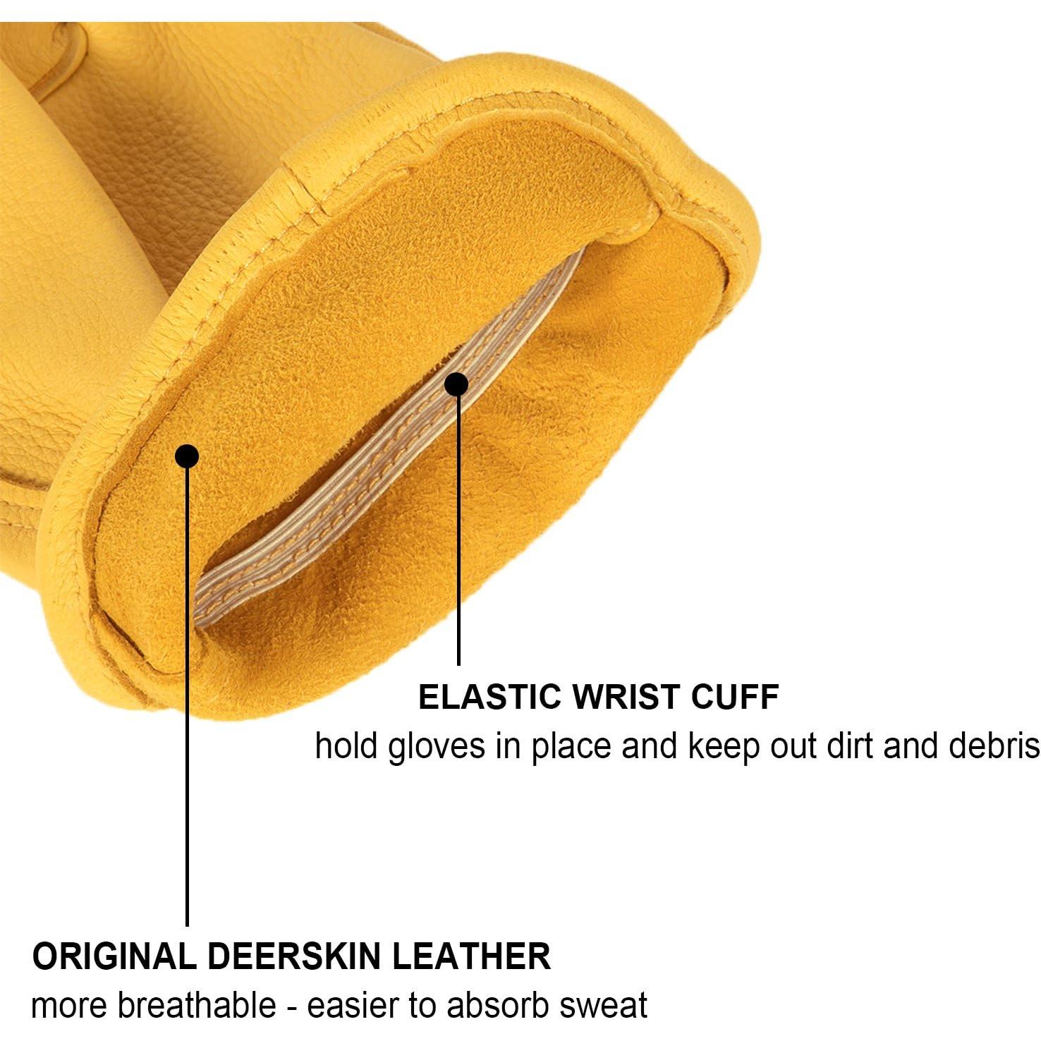 Guantes de motocicleta OZERO de cuero de ciervo - Mediano, Oro