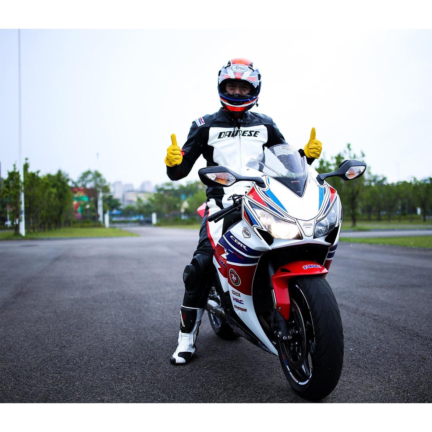 Guantes de motocicleta OZERO de cuero de ciervo - Mediano, Oro