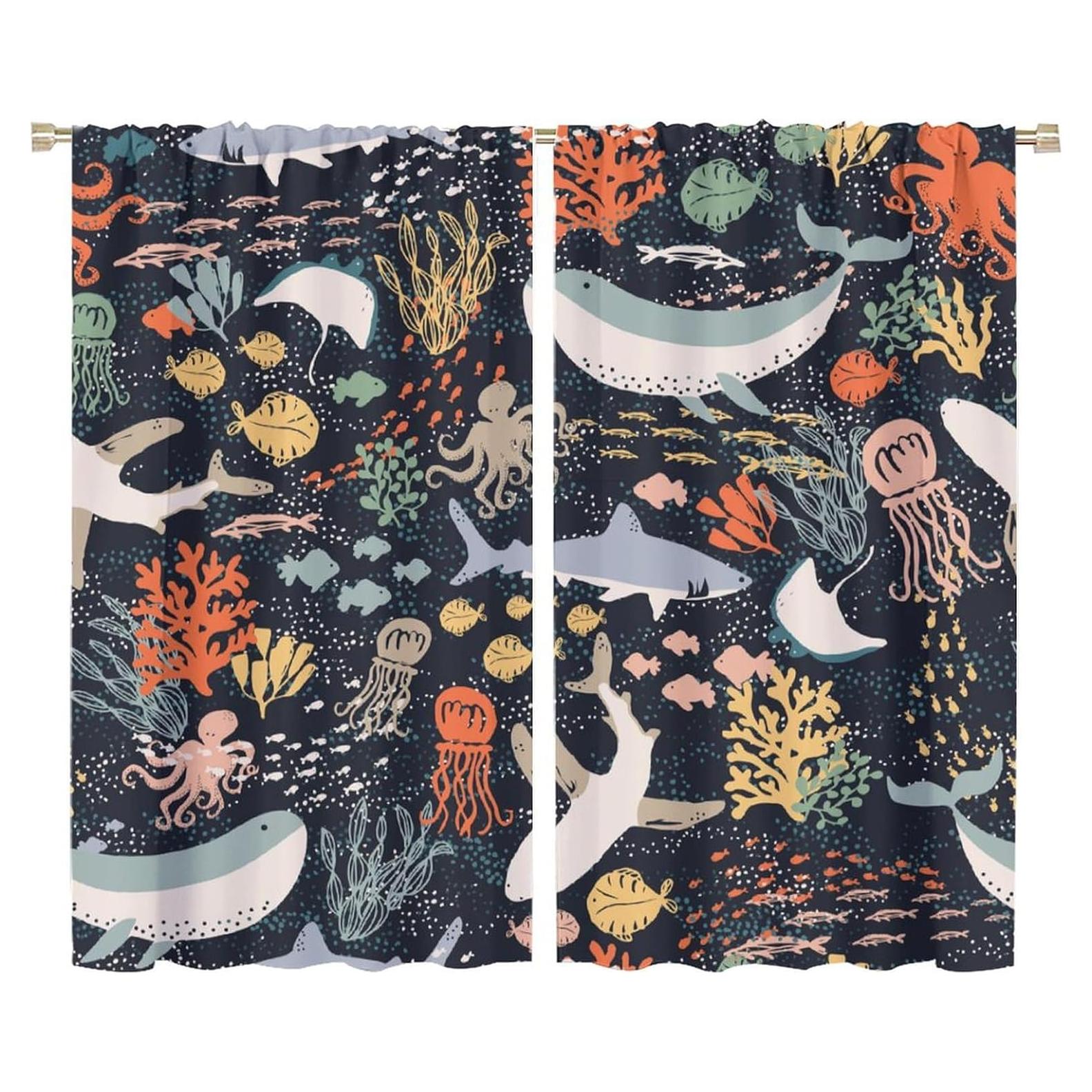 Cortinas Opacas JADERYS Animales Marinos 2 Paneles 36x63cm