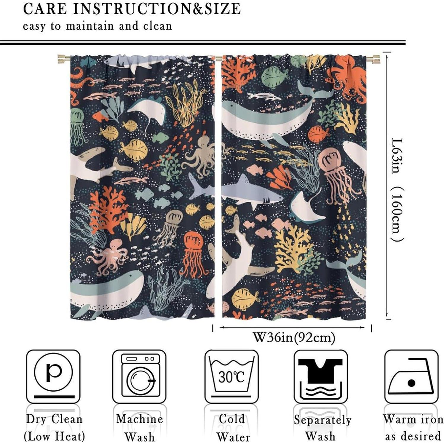 Cortinas Opacas JADERYS Animales Marinos 2 Paneles 36x63cm