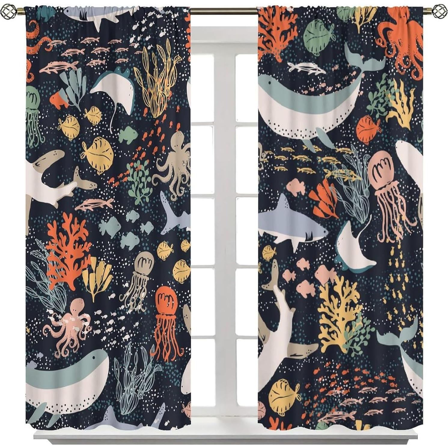 Cortinas Opacas JADERYS Animales Marinos 2 Paneles 36x63cm