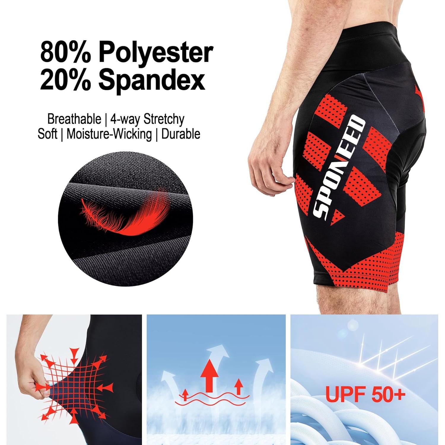 Pantalones Cortos de Ciclismo Sponeed para Hombre Acolchados