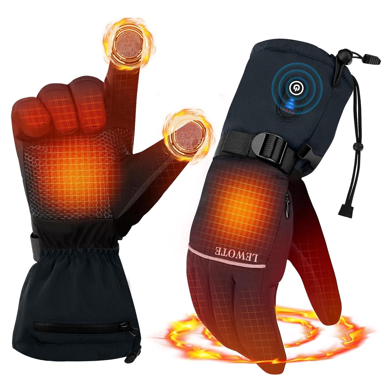 Guantes Calentados LEWOTE XL Impermeables Táctiles para Esquí