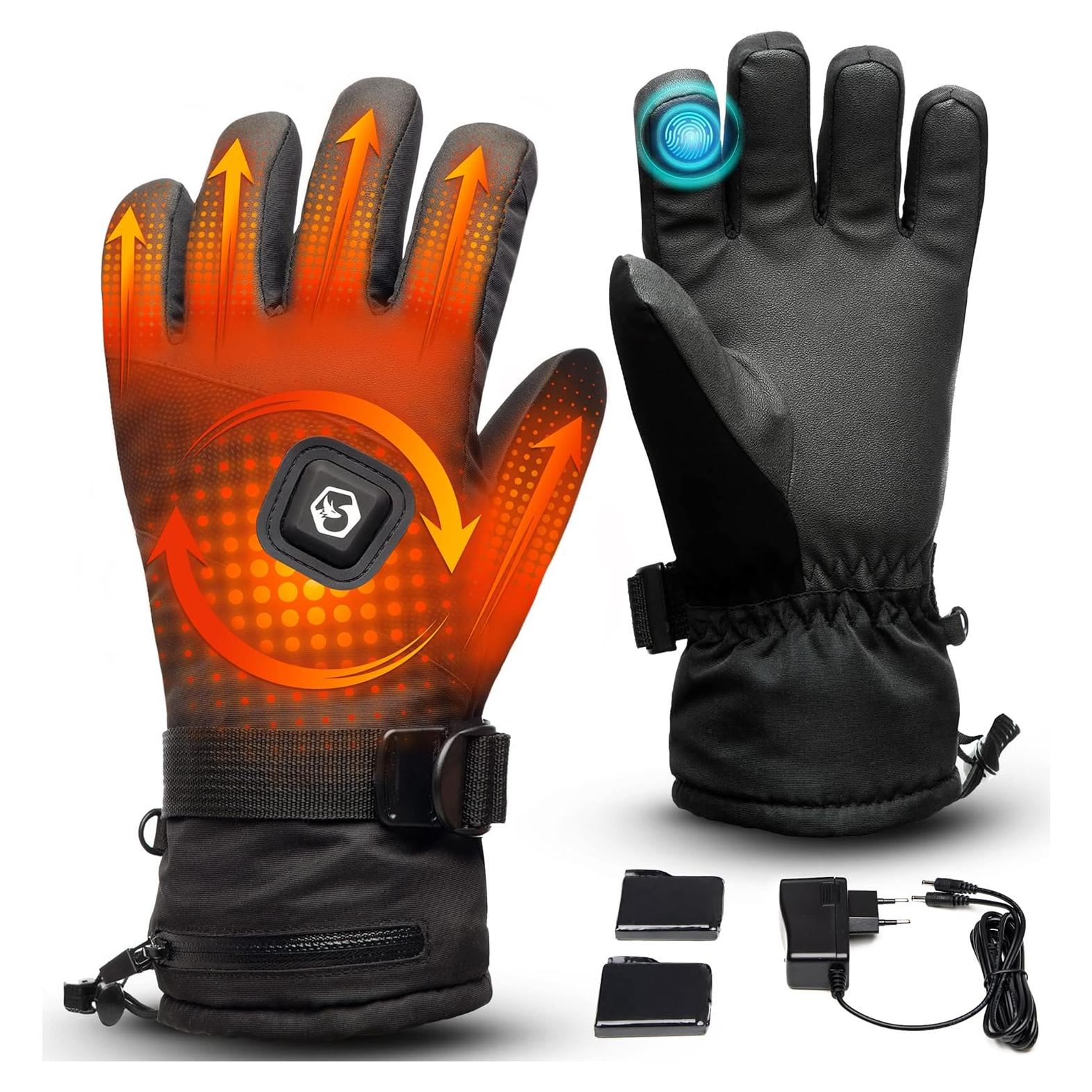Guantes Calentados Foxelli Unisex - 3 Niveles de Calor, Impermeables