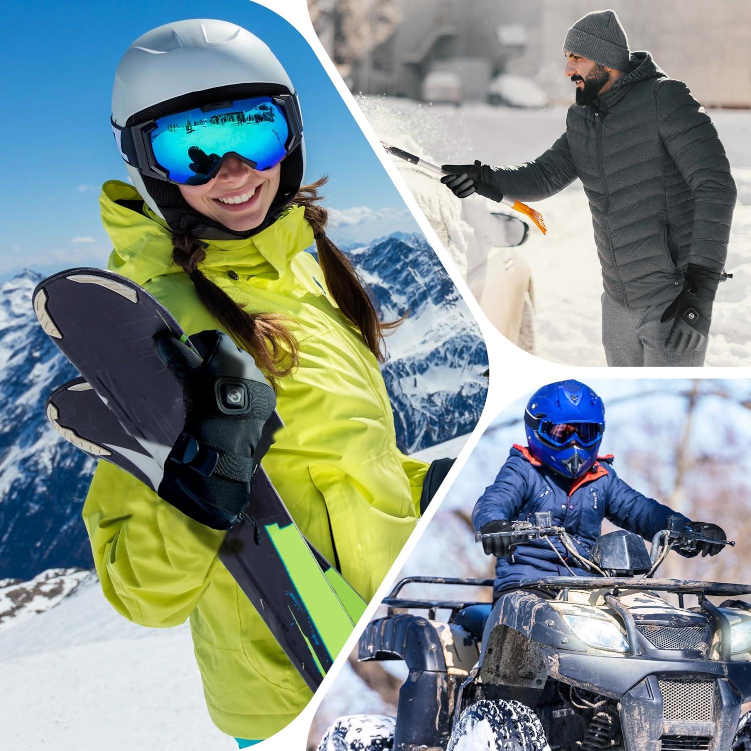 Guantes Calentados Foxelli Unisex - 3 Niveles de Calor, Impermeables