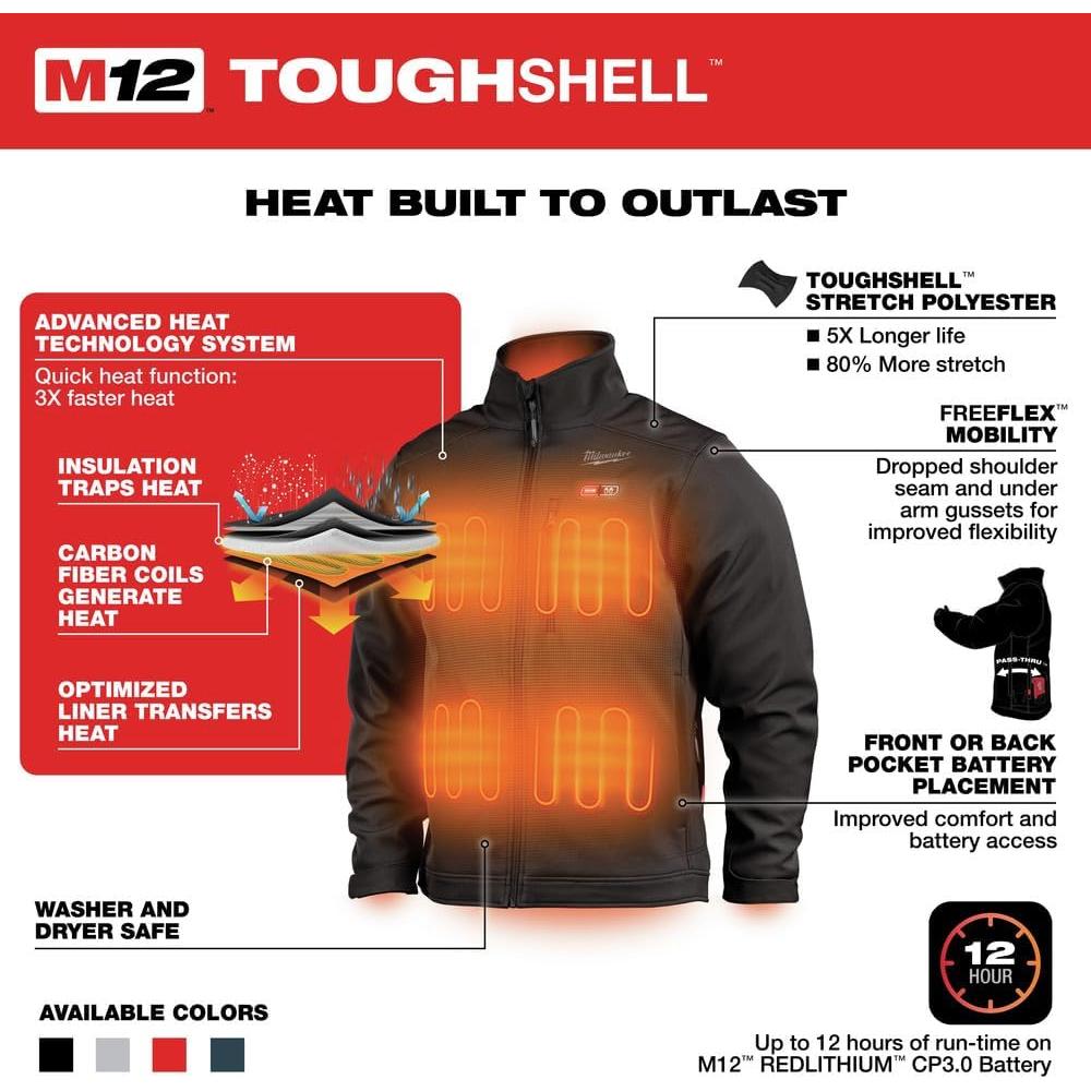 Chaqueta Térmica Milwaukee M12 TOUGHSHELL XL 100% Poliéster