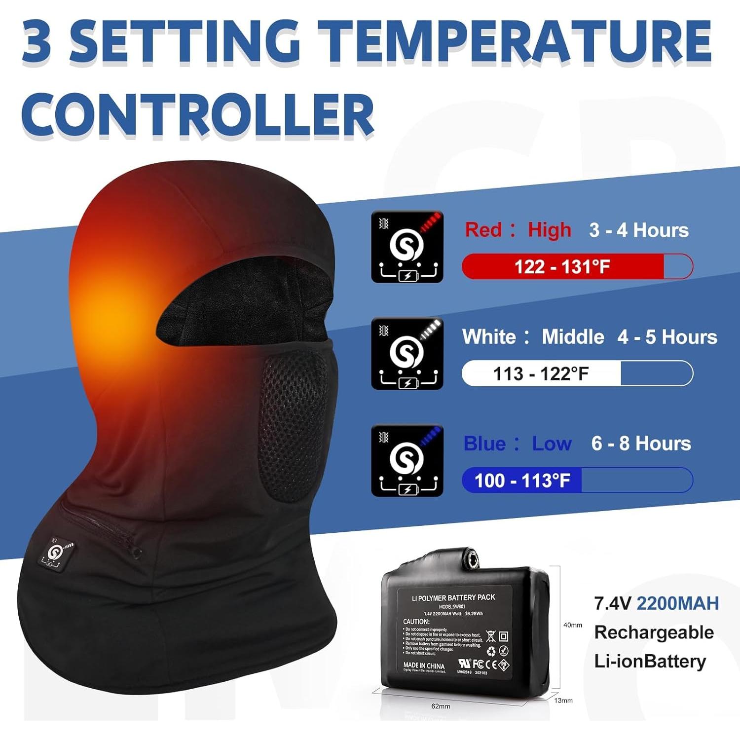 Pasamontañas Calentado WERMSOCK Negro Mediano para Esquí