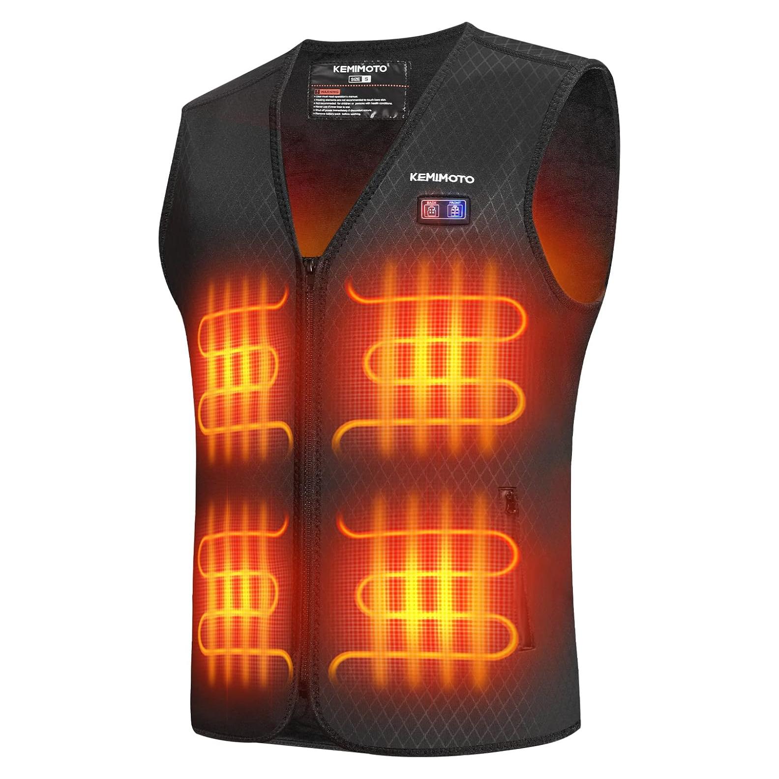 Chaleco Térmico KEMIMOTO para Hombres XL Negro 8 Zonas Calentamiento