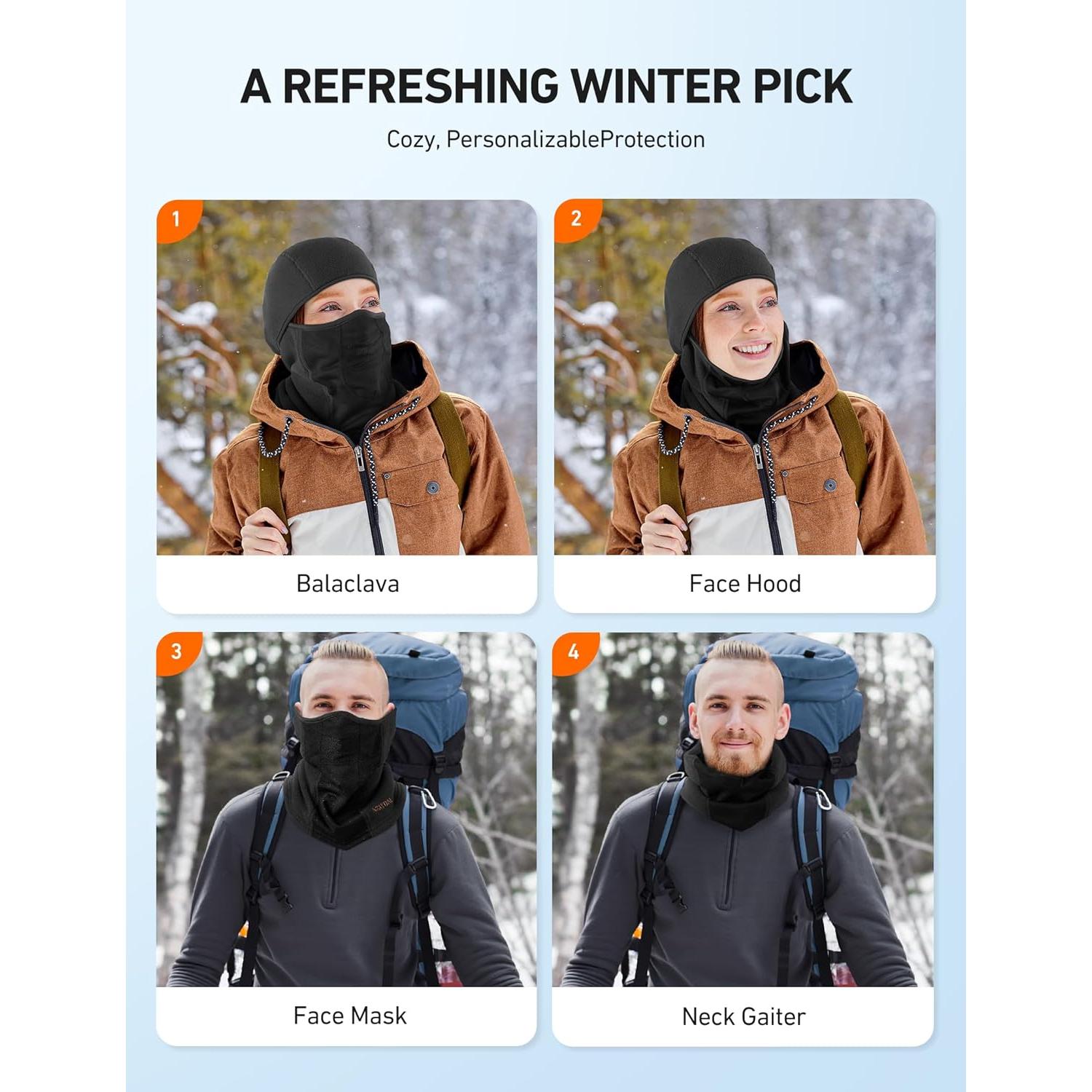 Balaclava Térmica AstroAI Negra Mediana para Esquí y Motociclismo