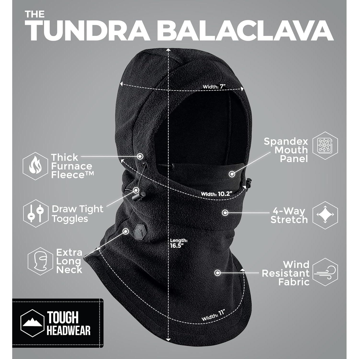 Pasamontañas de Forro Polar Tough - Unisex - Negro - Cálido y Ajustable