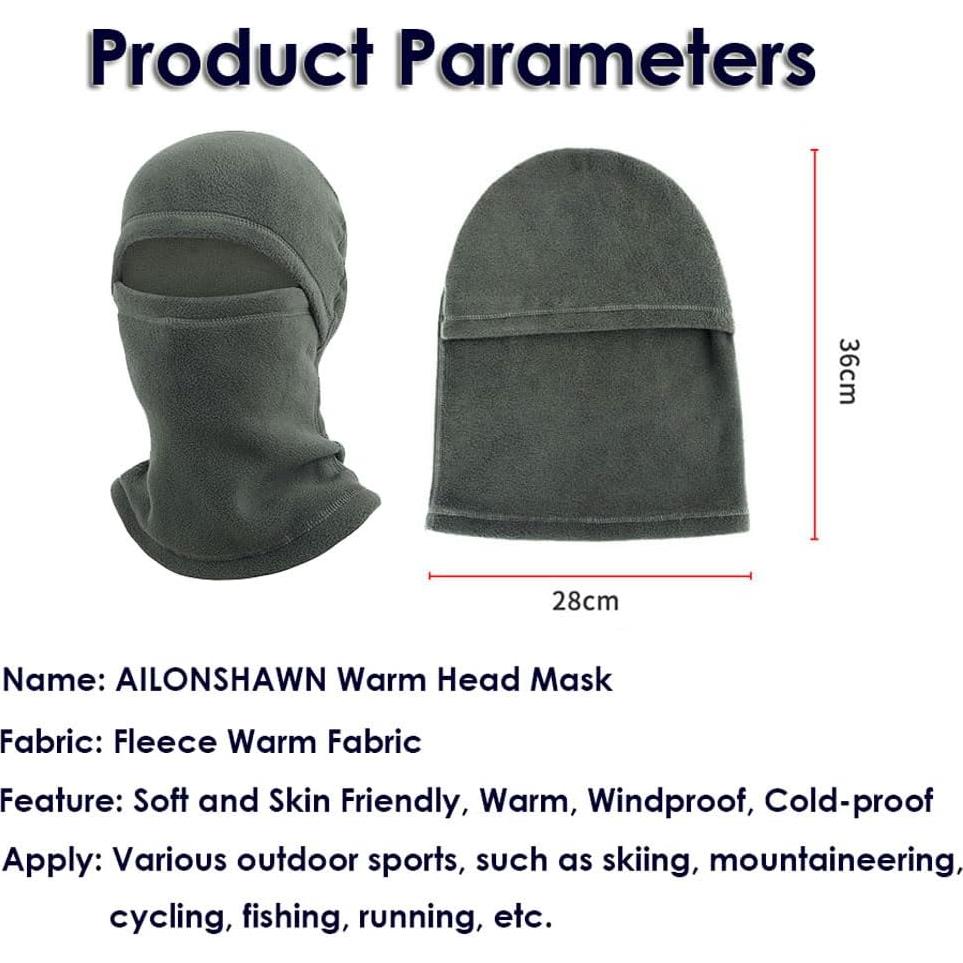 Pasamontañas de Forro Polar AILONSHAWN - Máscara Invierno Unisex