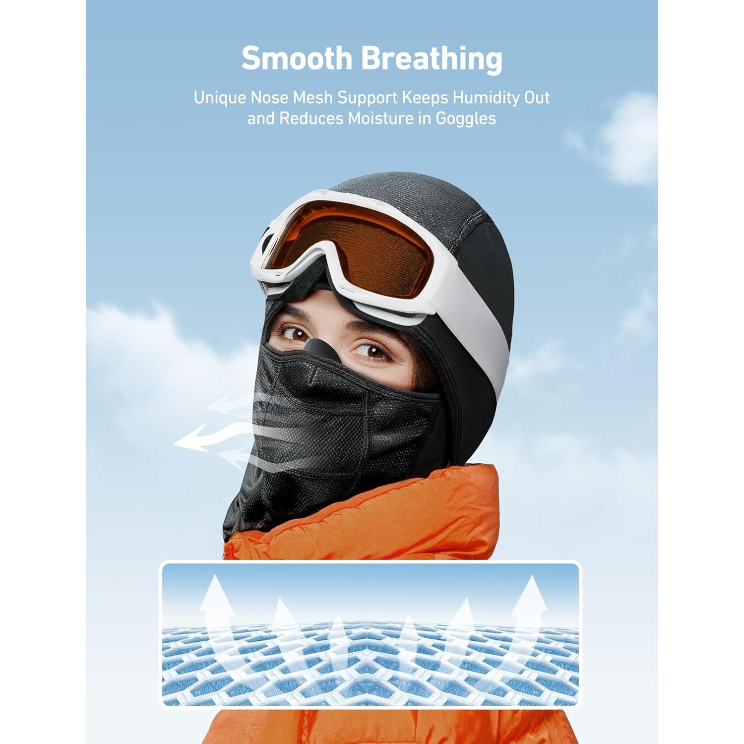 Máscara de Esquí Balaclava AstroAI Negra a Prueba de Viento