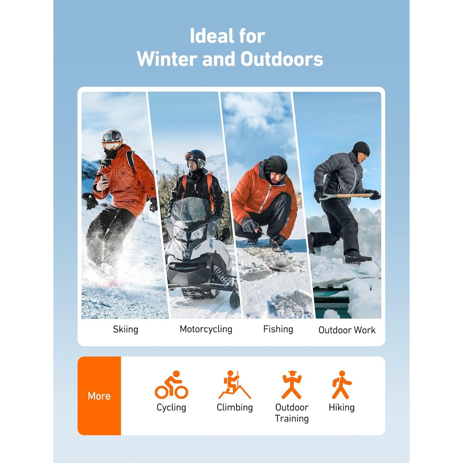 Máscara de Esquí Balaclava AstroAI Negra a Prueba de Viento