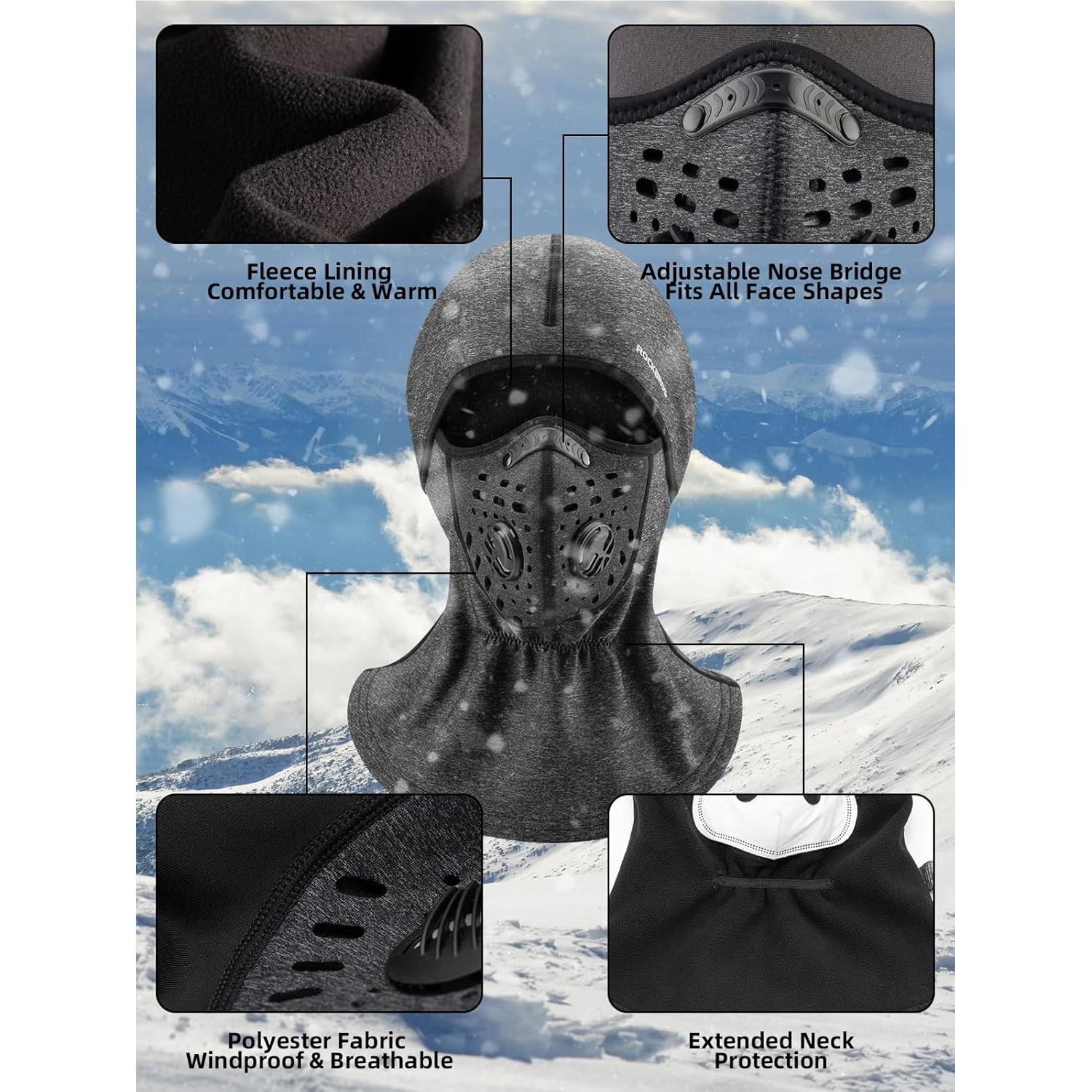 Balaclava Térmica ROCKBROS para Hombres - Invierno, Negro