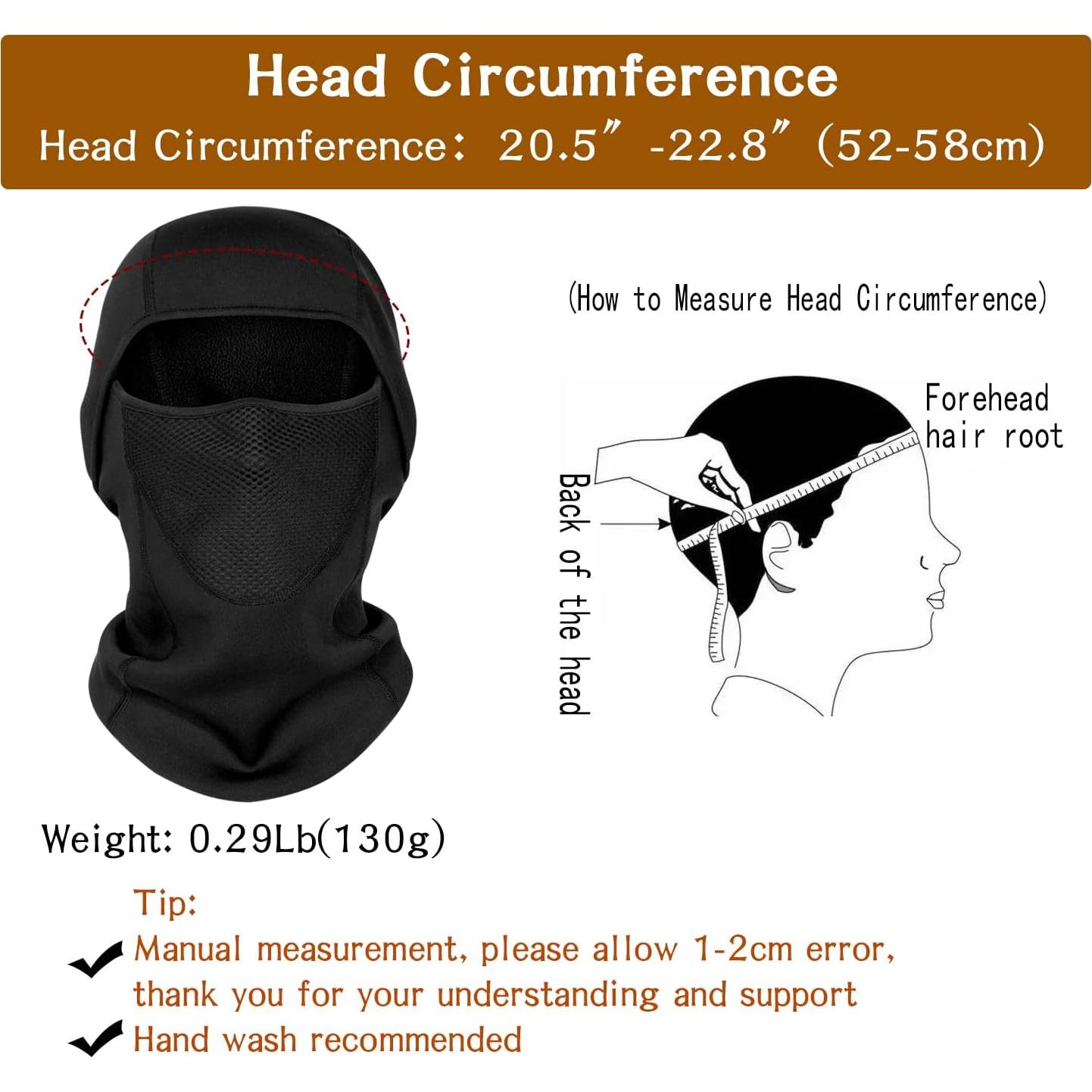 Balaclava Térmica QXQIANXIYE para Esquí - Unisex, Negro