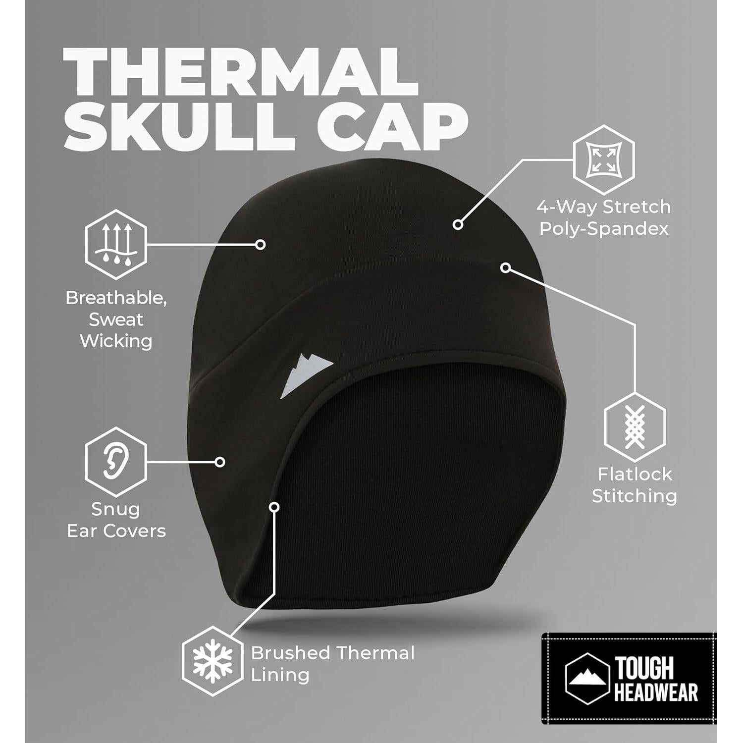 Gorro Térmico Tough Headwear para Casco - Invierno, Negro