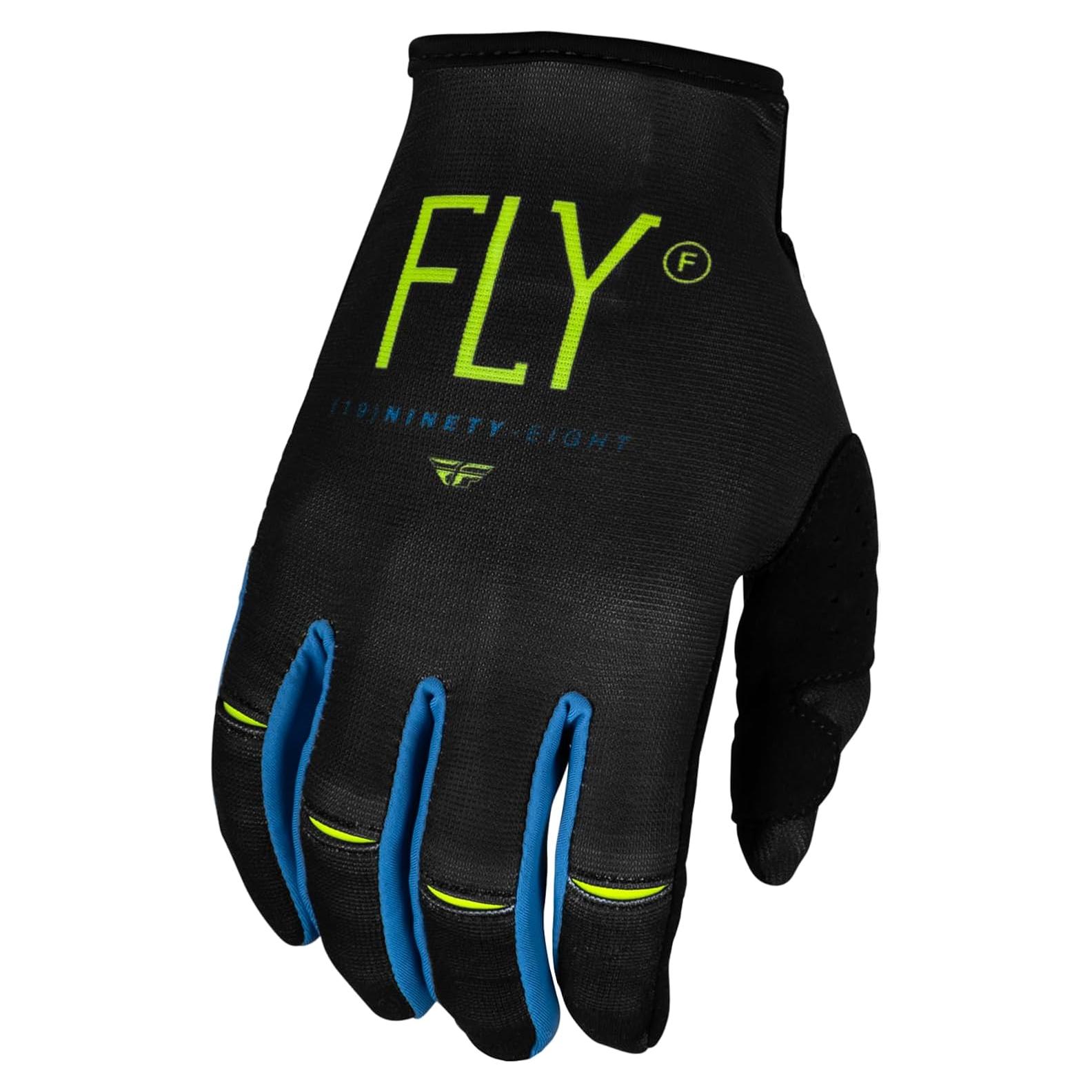 Guantes de Motocross Fly Racing Kinetic Prodigy Juvenil Grande Carbón/Verde Neón/Azul