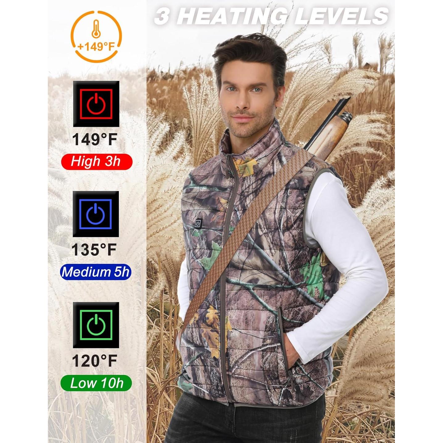 Chaleco Térmico HOTHUGZ para Hombres 12V 10000mAh Camo