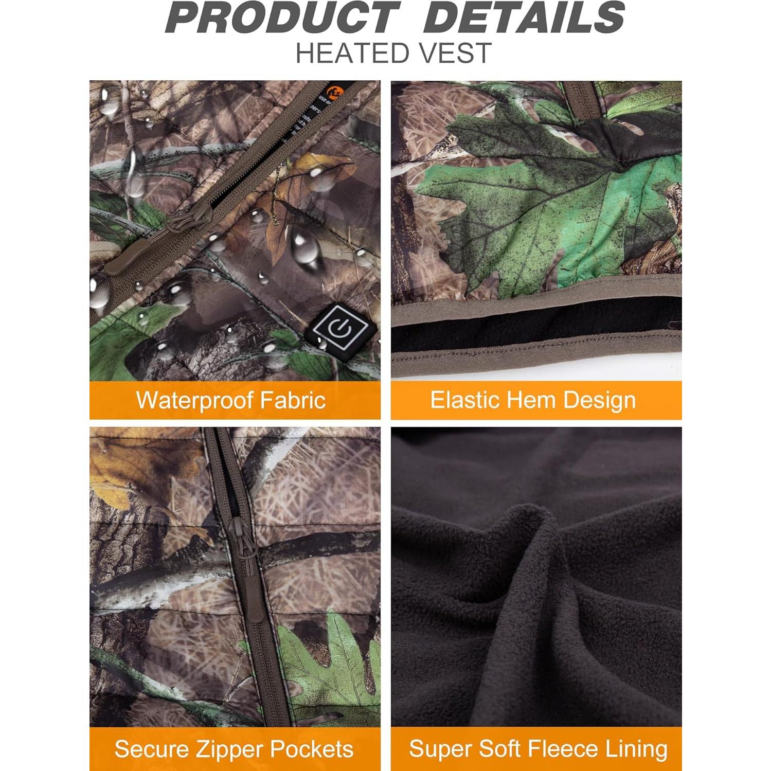 Chaleco Térmico HOTHUGZ para Hombres 12V 10000mAh Camo