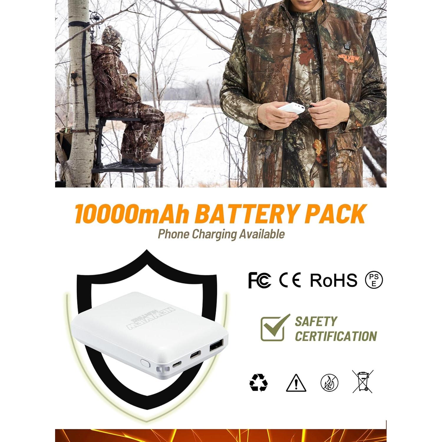 Chaleco Táctico Calentado New View para Hombres 10000mAh