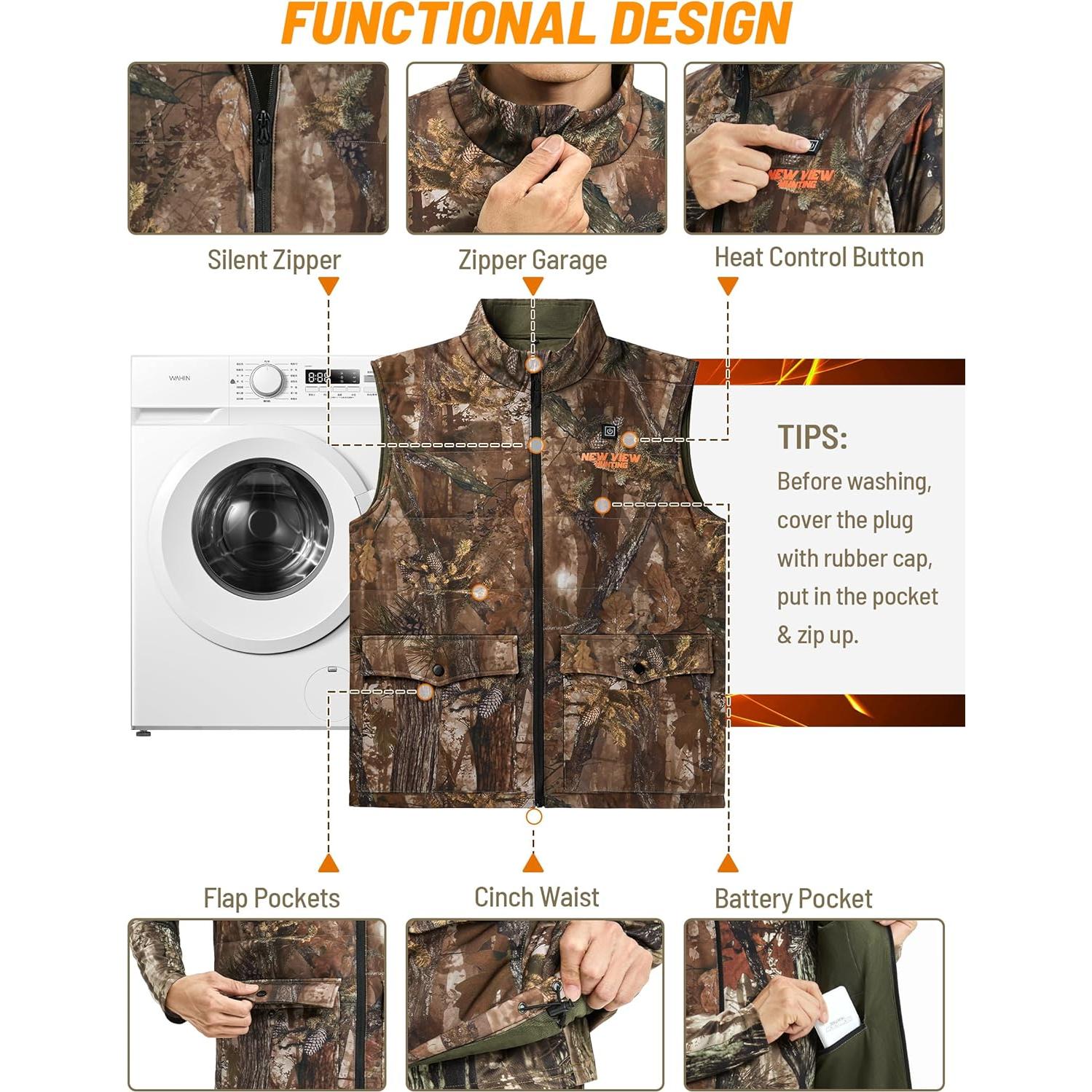 Chaleco Táctico Calentado New View para Hombres 10000mAh