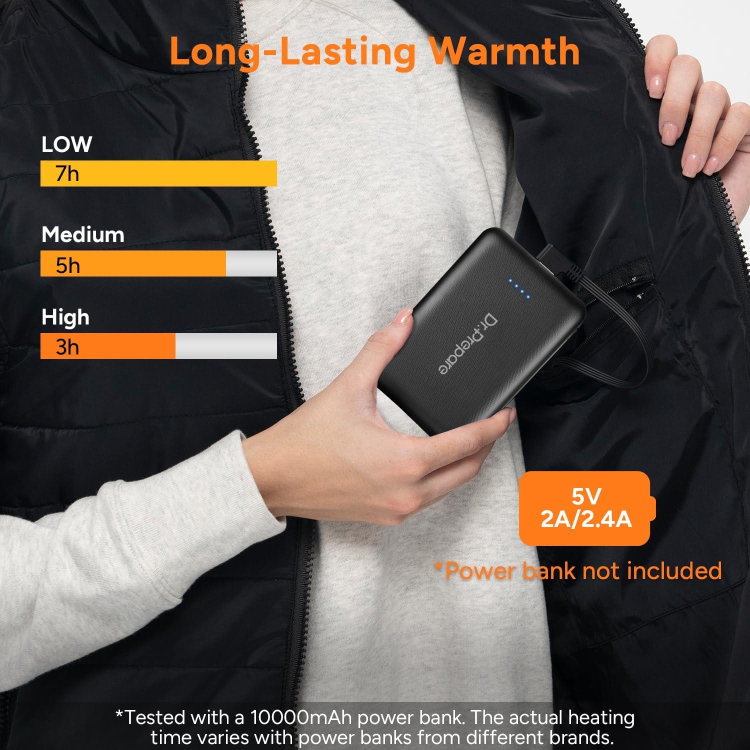 Chaleco Calentado Dr.Prepare USB Ajustable 3 Niveles Calor