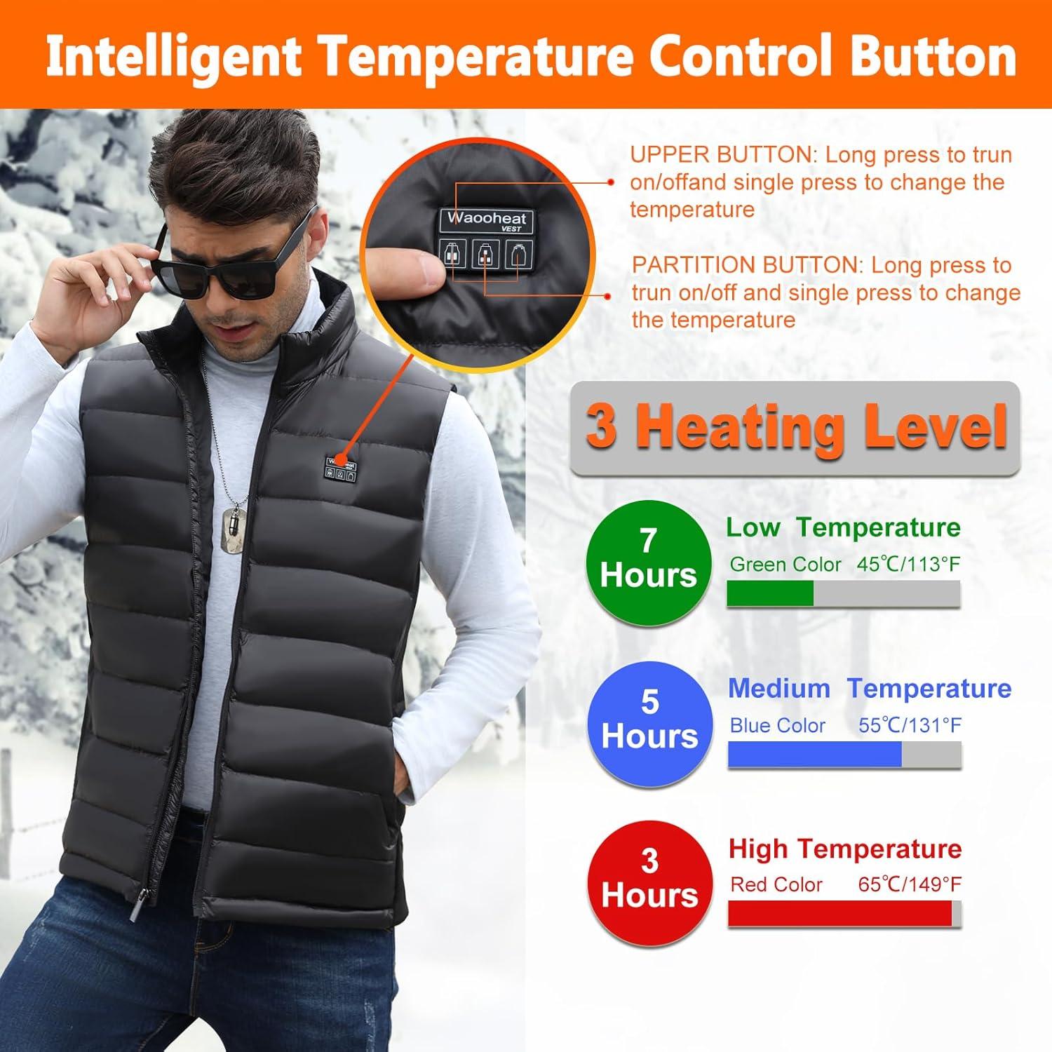 Chaleco Térmico Ligero KEKELAN Hombre USB Calefacción 10000mAh