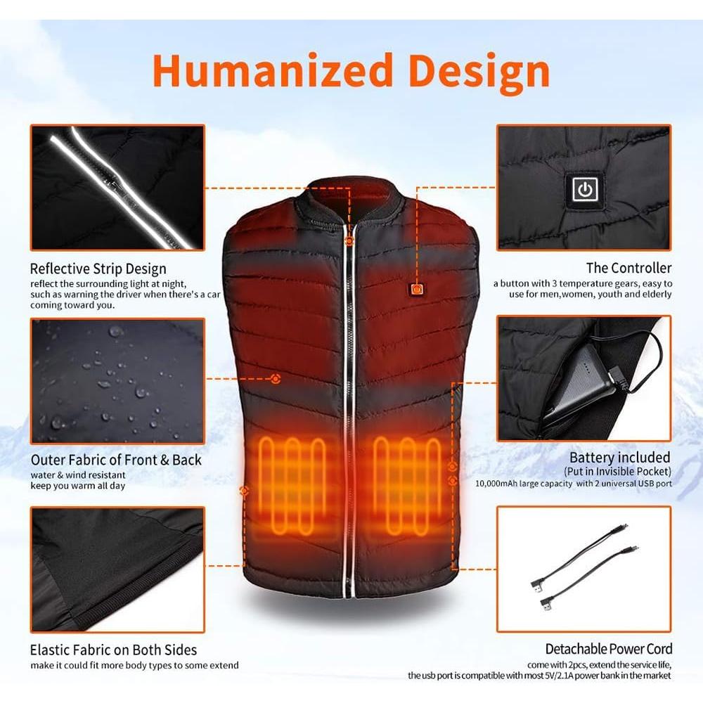 Chaleco Calentado Unisex Dongguan T43 USB 10000mAh