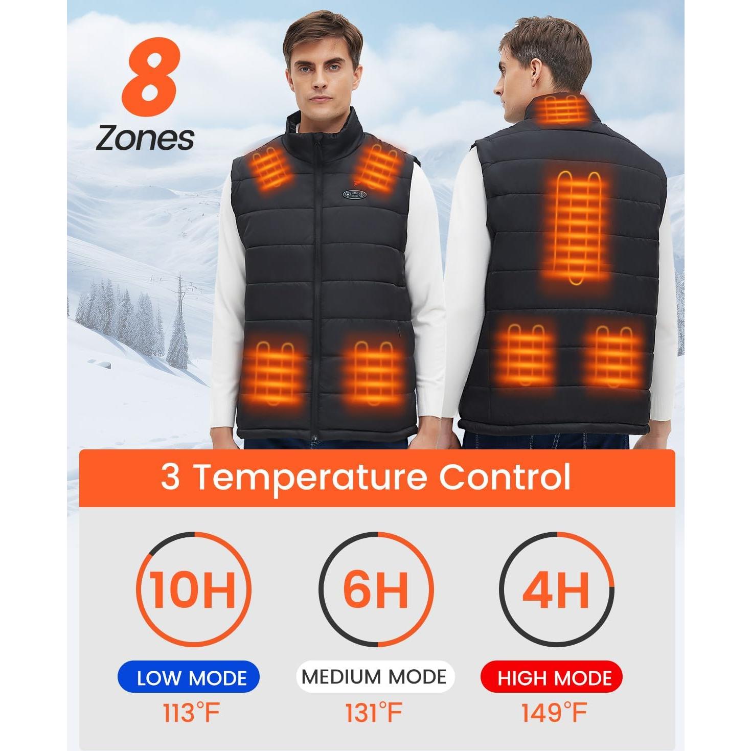 Chaleco Térmico Eléctrico Flyhare para Hombres con Batería 7.4V