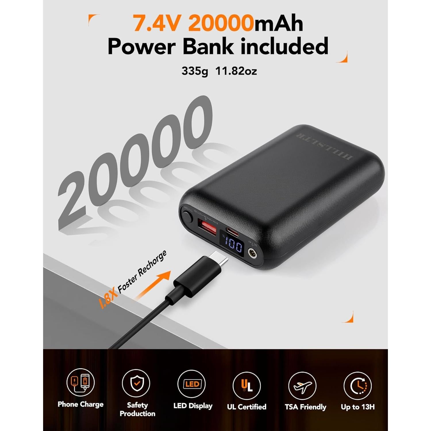 Chaleco Térmico Eléctrico Hombre R-TAX 20000mAh 8 Zonas Calor