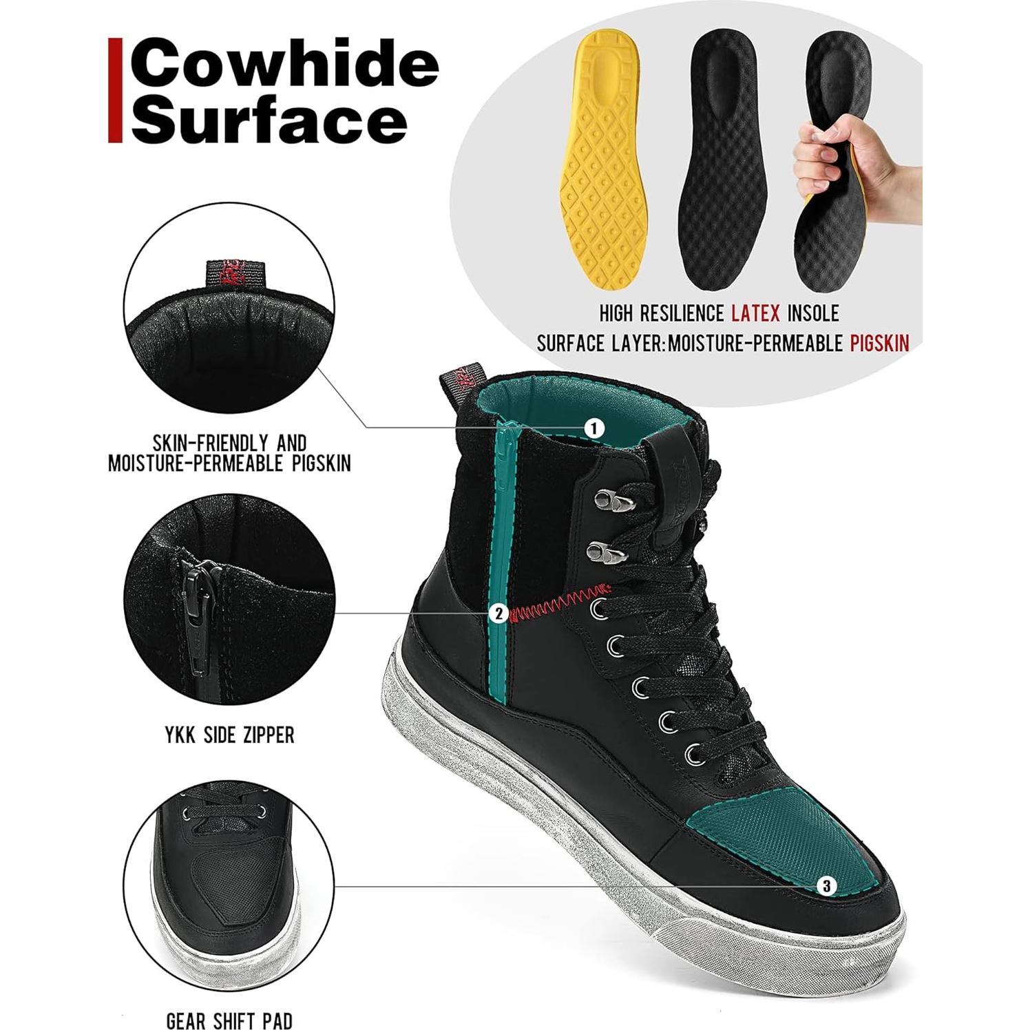 Botas de Motocicleta BORLENI de Cuero Impermeables Talla 11