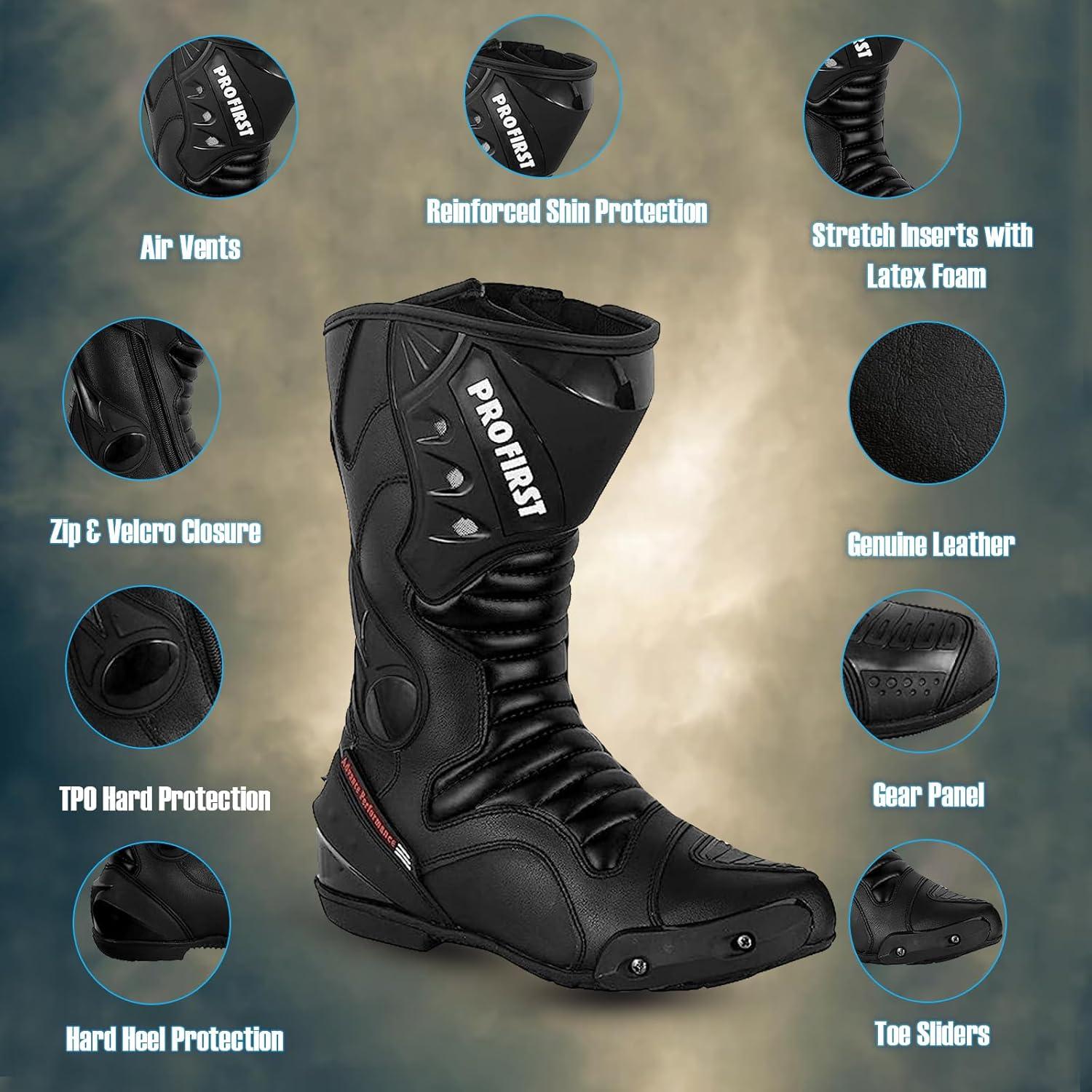 Botas de Motocicleta PROFIRST para Hombres y Mujeres - Negro