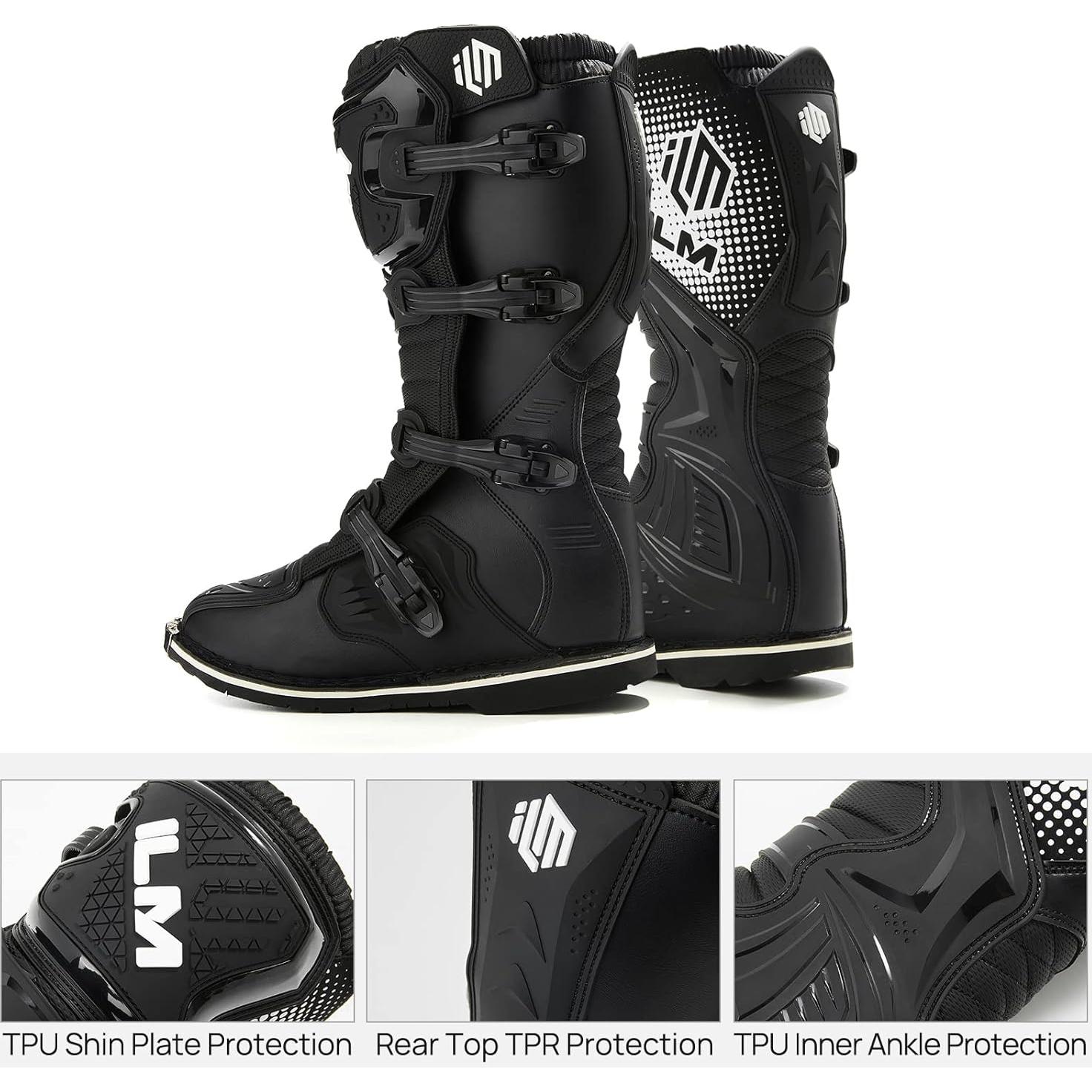 Botas de Motocicleta ILM MX3 Impermeables para Adultos 9.5