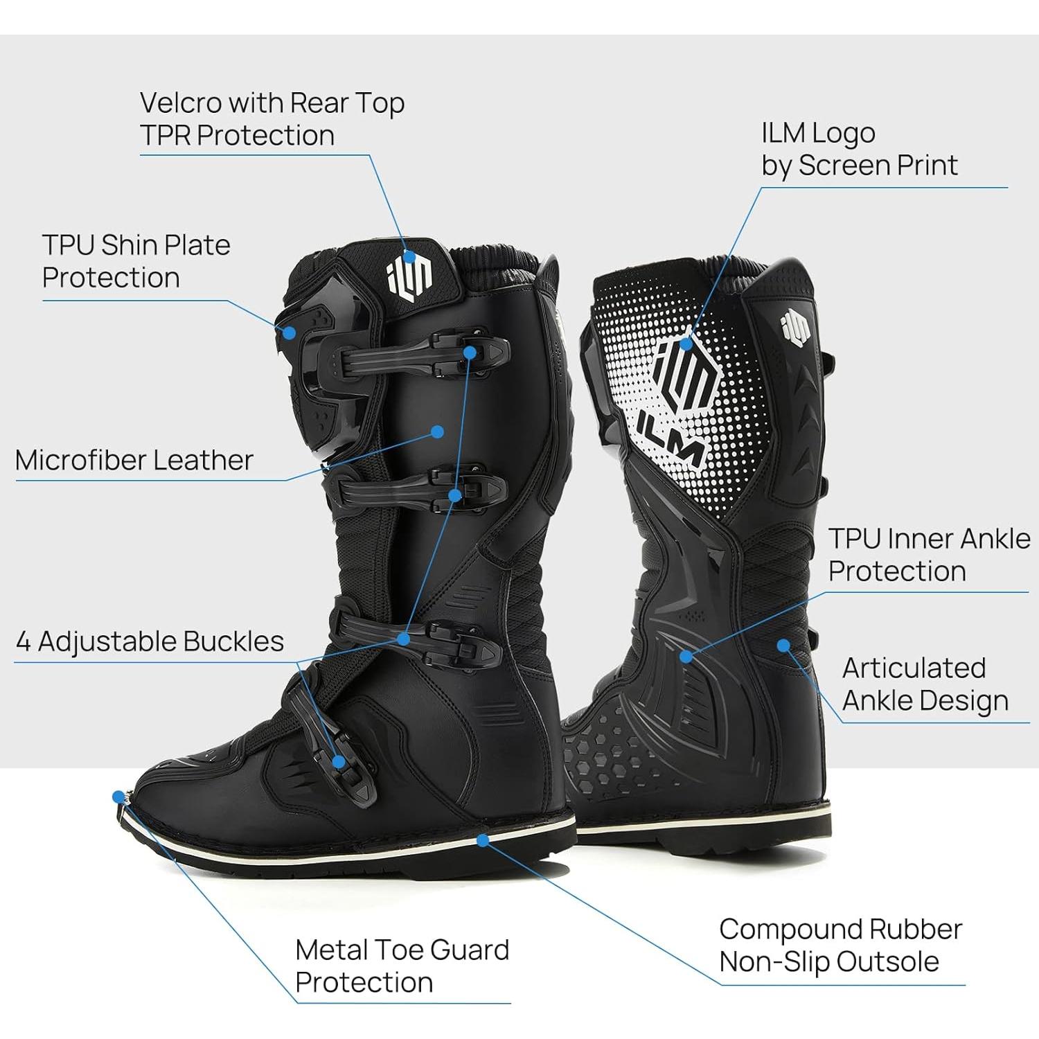 Botas de Motocicleta ILM MX3 Impermeables para Adultos 9.5