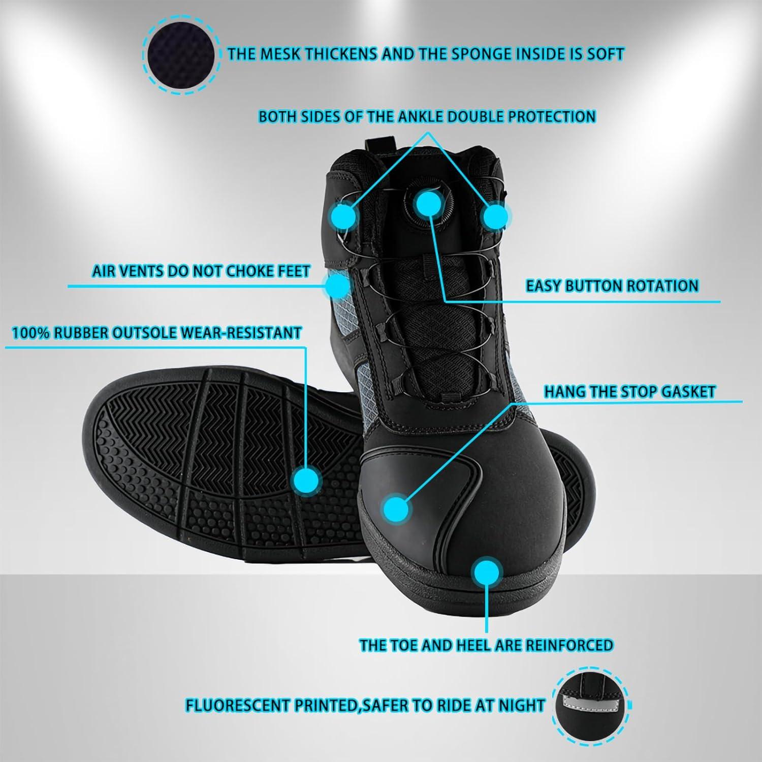 Botas de Motocicleta para Hombre Power Gear 11 Negro Gris