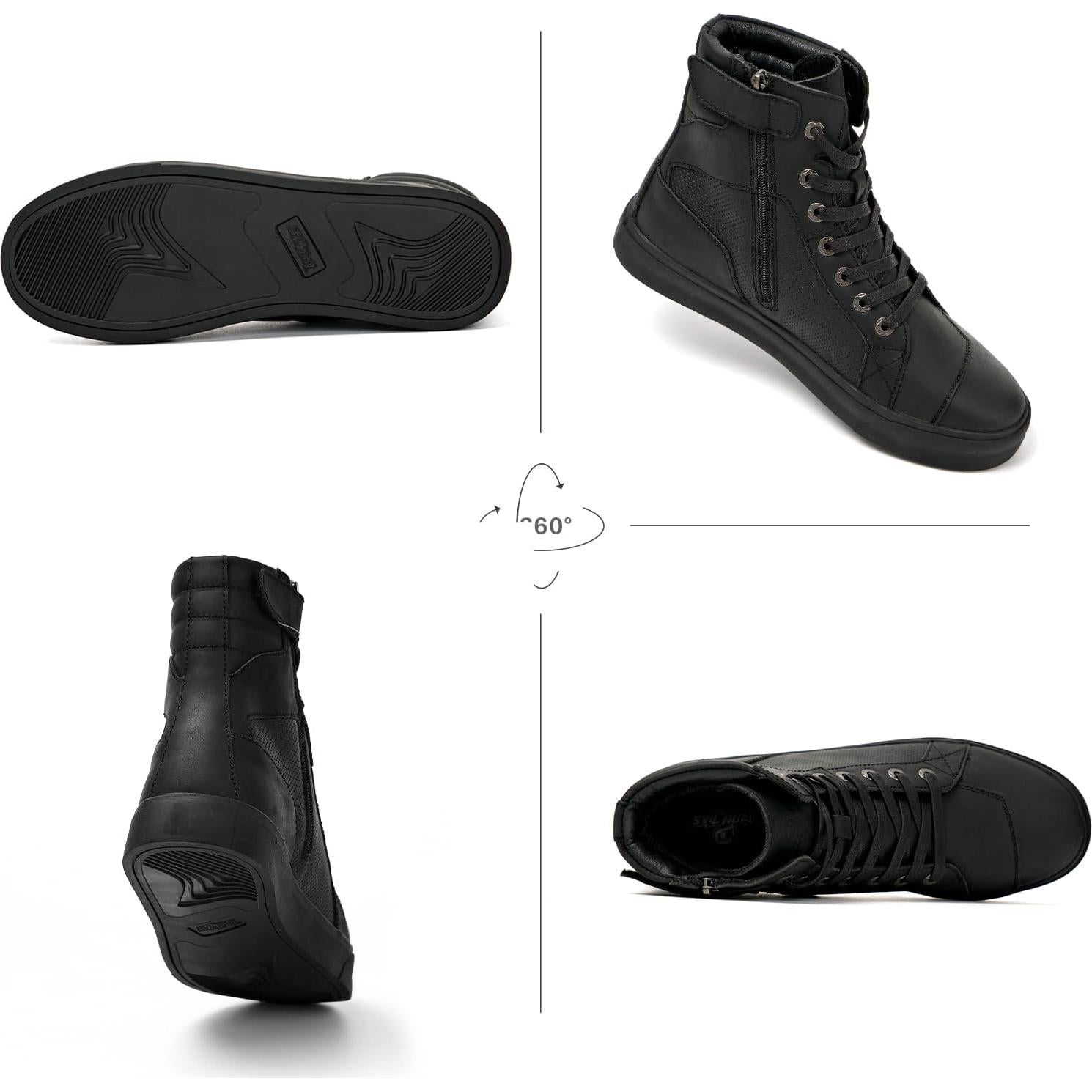 Botas de Motocicleta de Cuero BORLENI XZ006 Negras 11