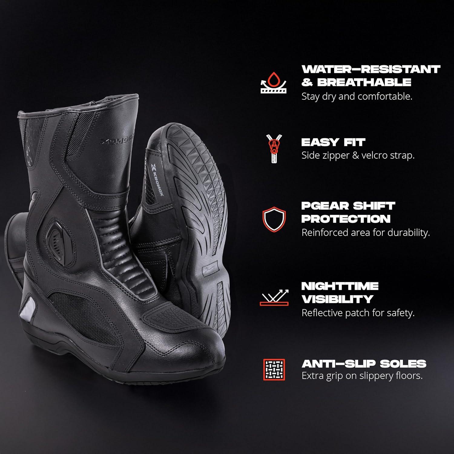 Botas de Motocicleta KRONOX Lanin para Hombre y Mujer - Antideslizantes y Reflectantes