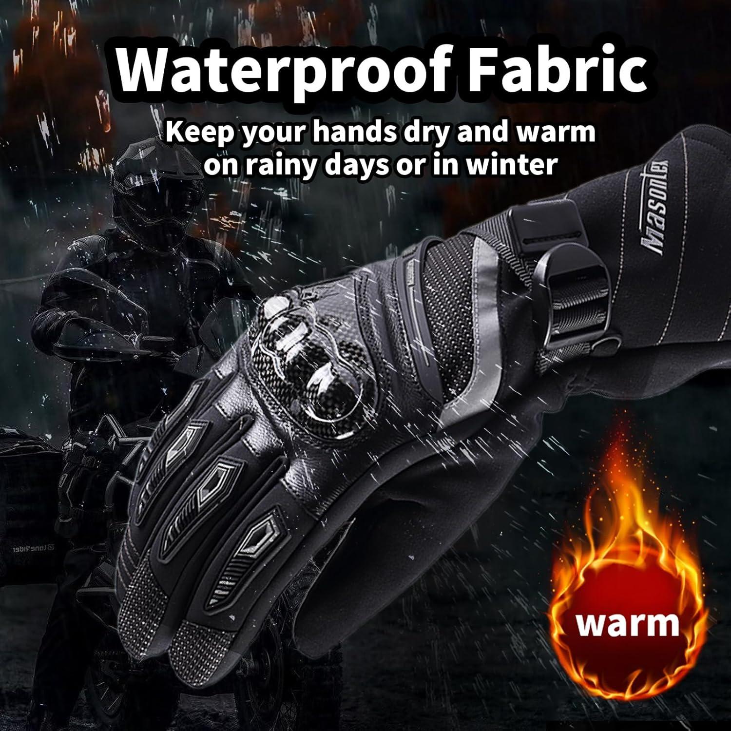 Guantes de Motocicleta Masontex XL Impermeables Táctiles Negro