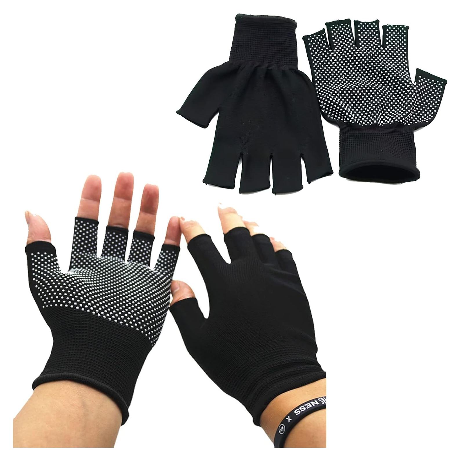 Guantes de Trabajo KkaFFe Transpirables Mitad de Dedo Negro