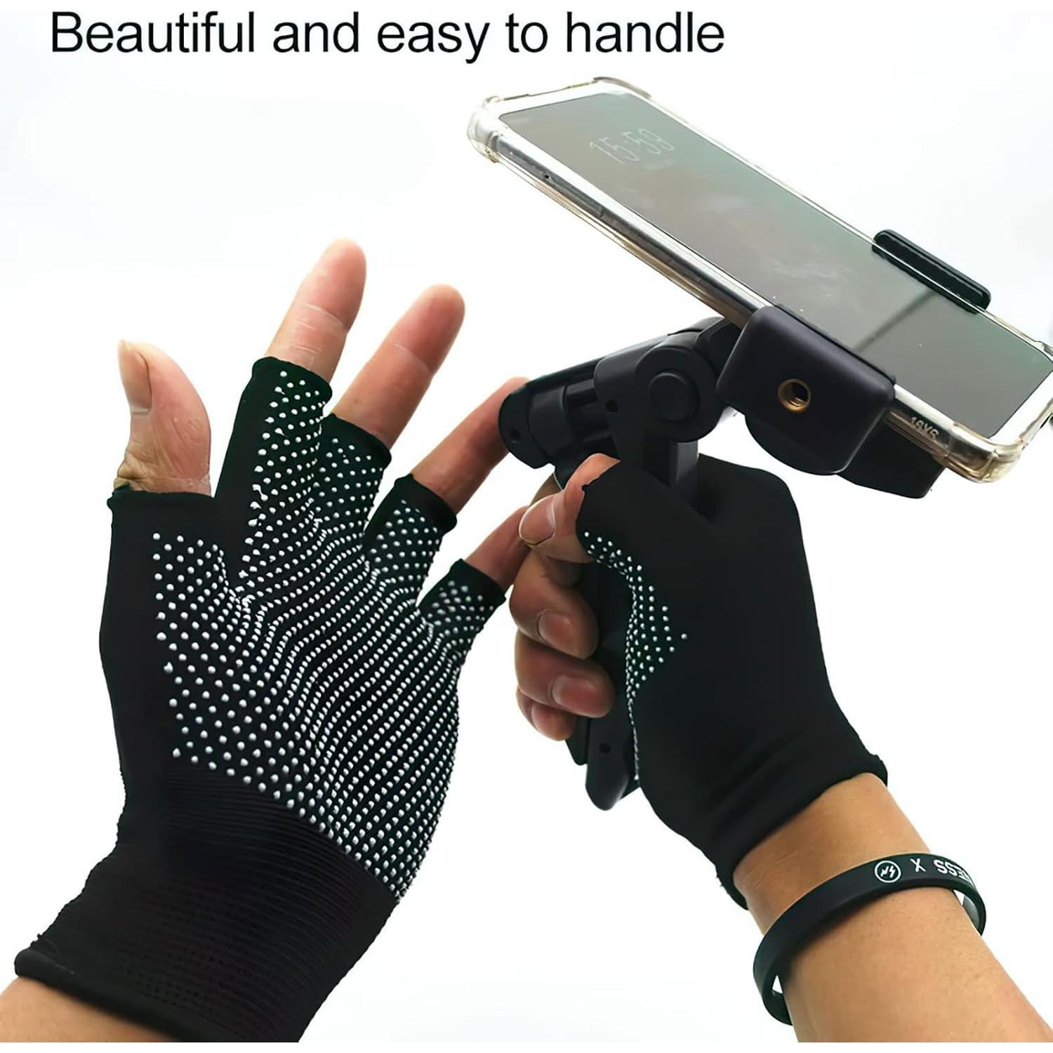 Guantes de Trabajo KkaFFe Transpirables Mitad de Dedo Negro