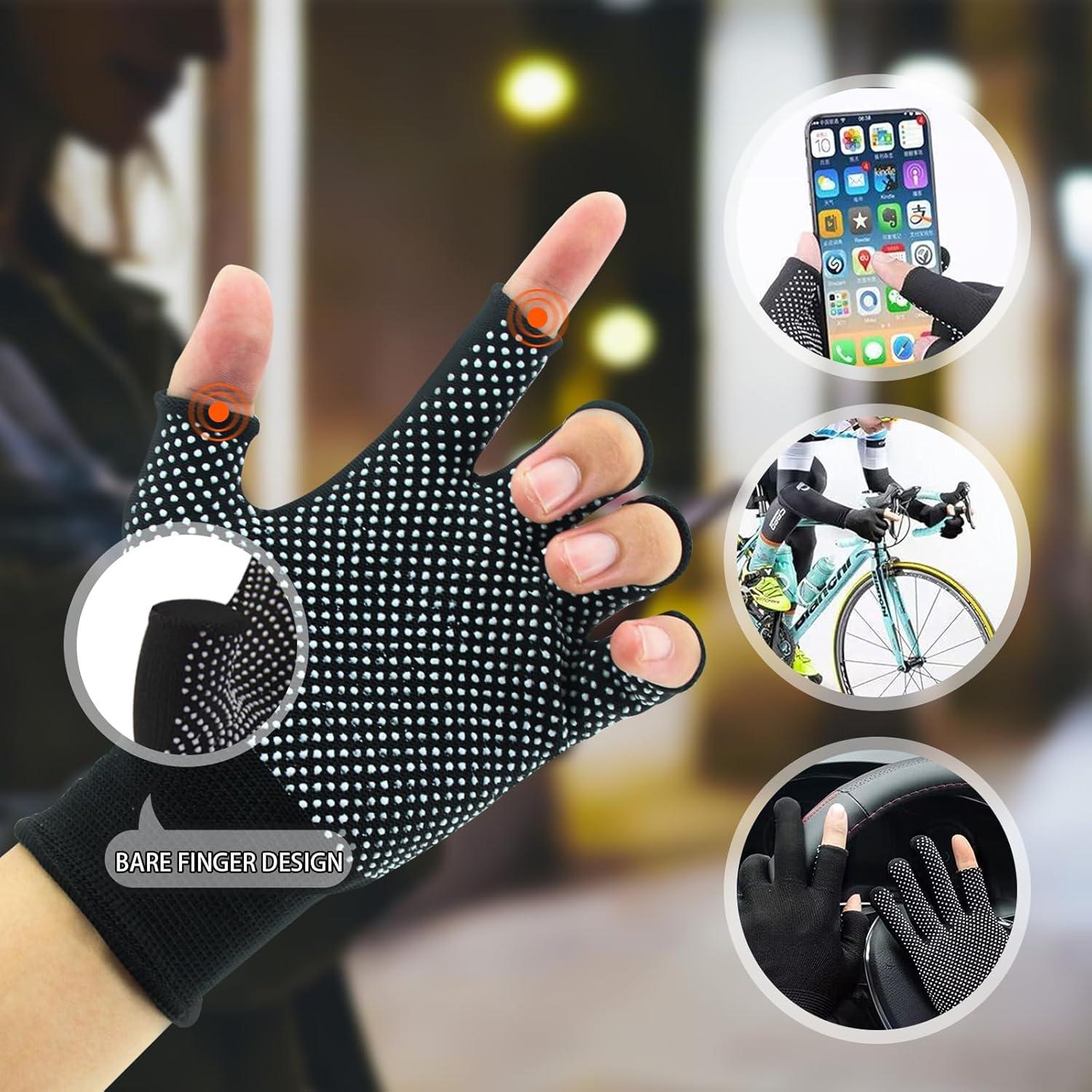 Guantes de Trabajo KkaFFe Transpirables Mitad de Dedo Negro