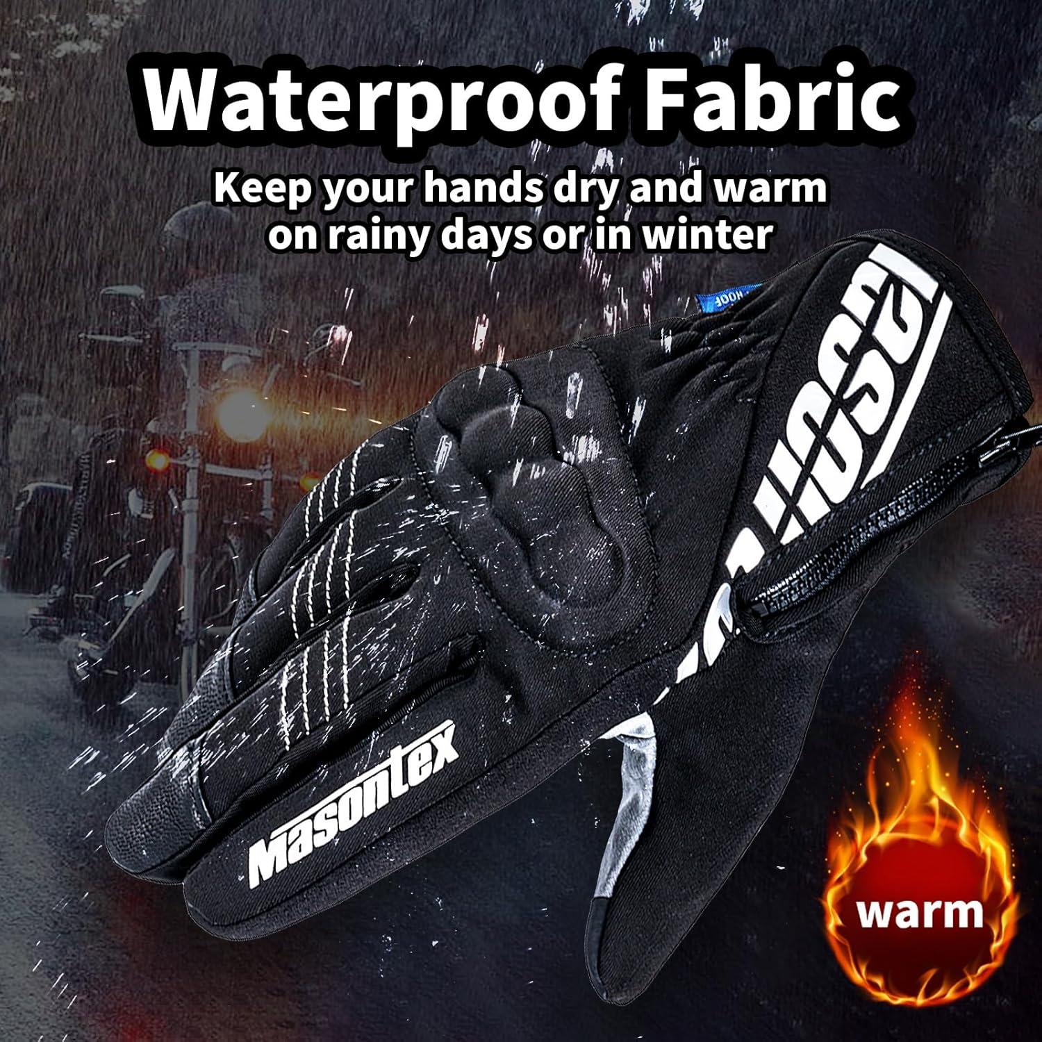 Guantes de Motocicleta Masontex XL Impermeables Táctiles Negro